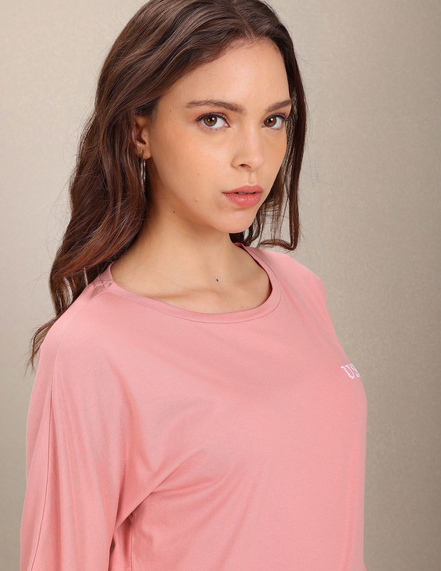 Round Neck Long Sleeve Solid Top Pink - U.S. Polo Assn. India | Large