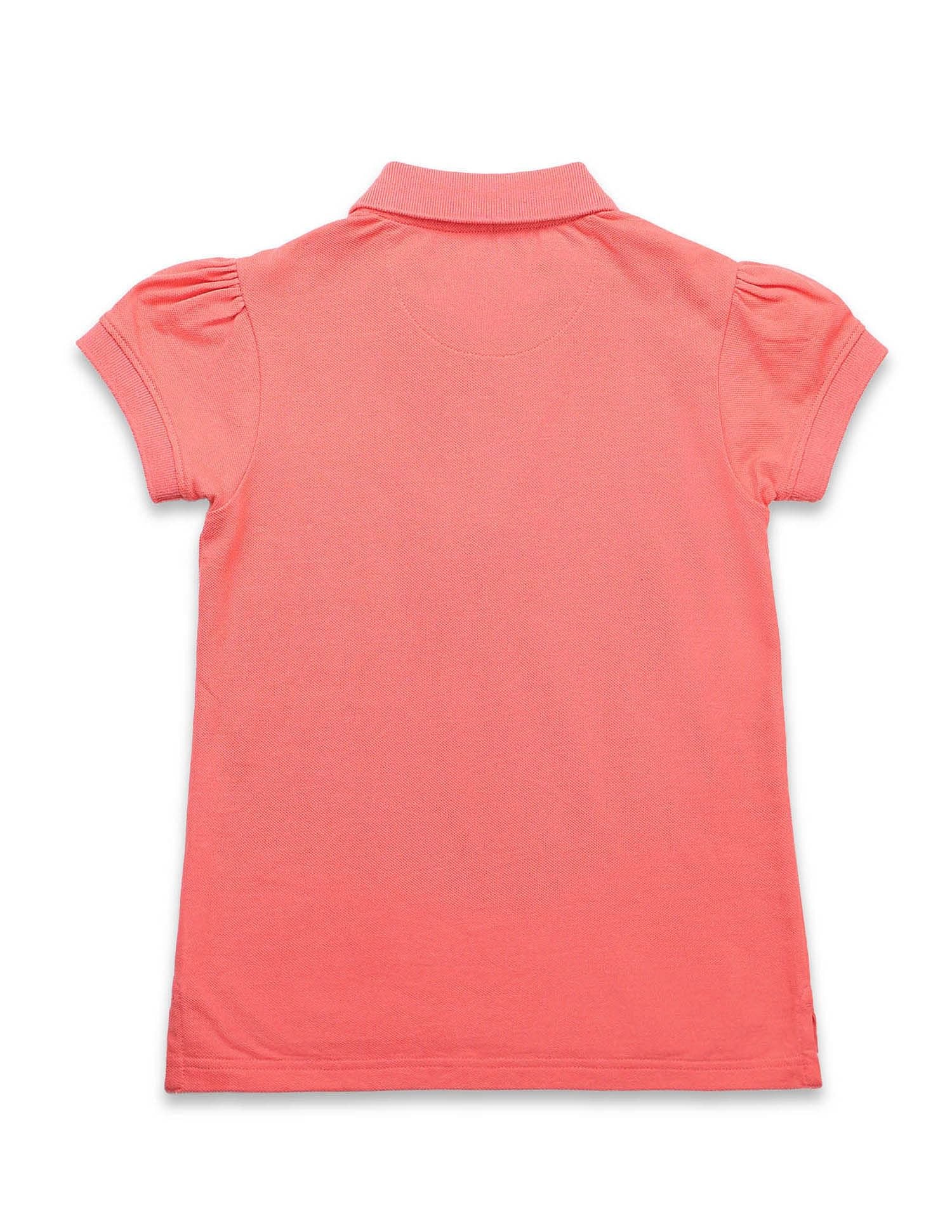 Girls Glitter Relaxed Fit Polo Shirt Coral - U.S. POLO ASSN. | Large