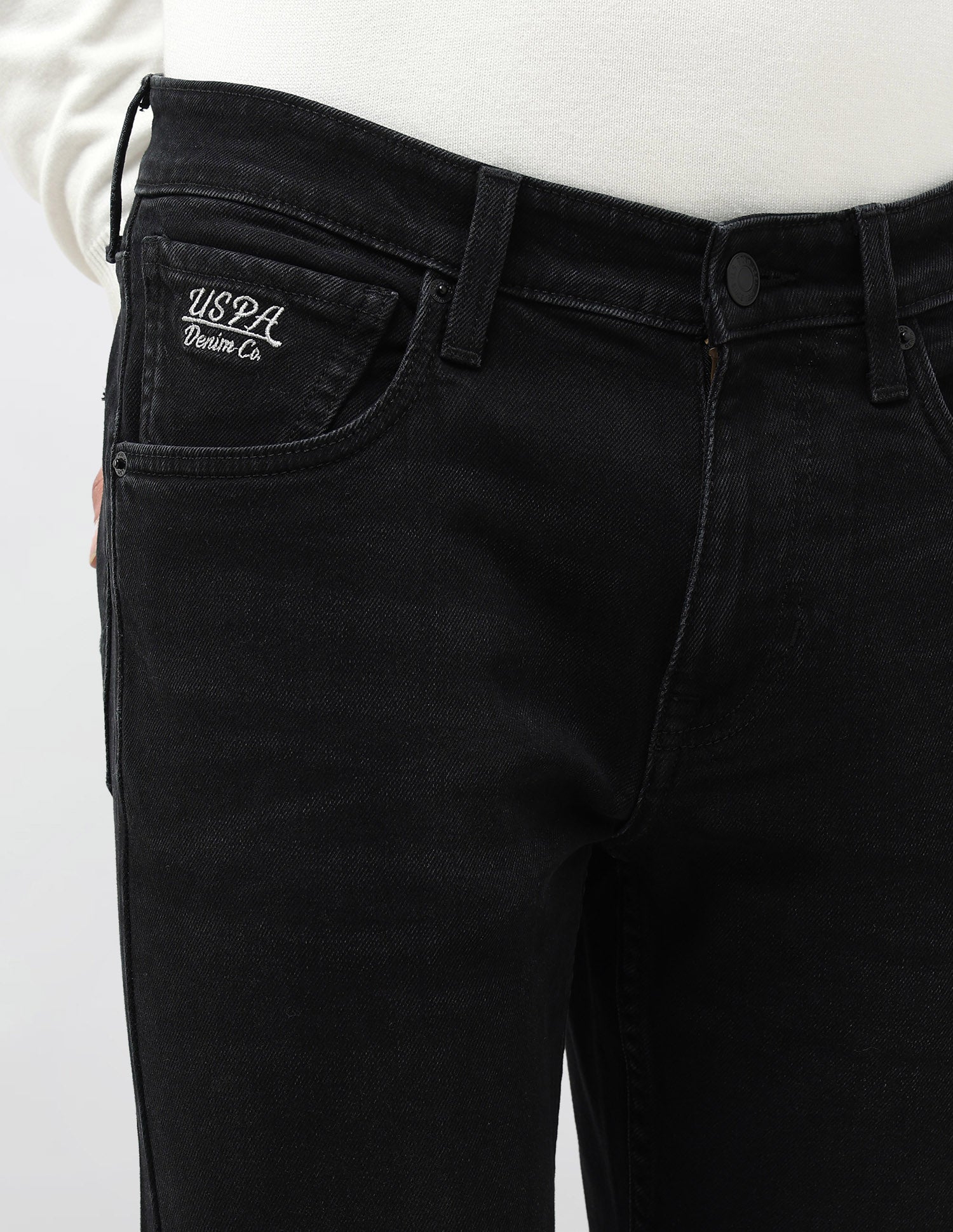 Brandon Slim Tapered Fit Whiskered Jeans Black - U.S. POLO ASSN. | Large