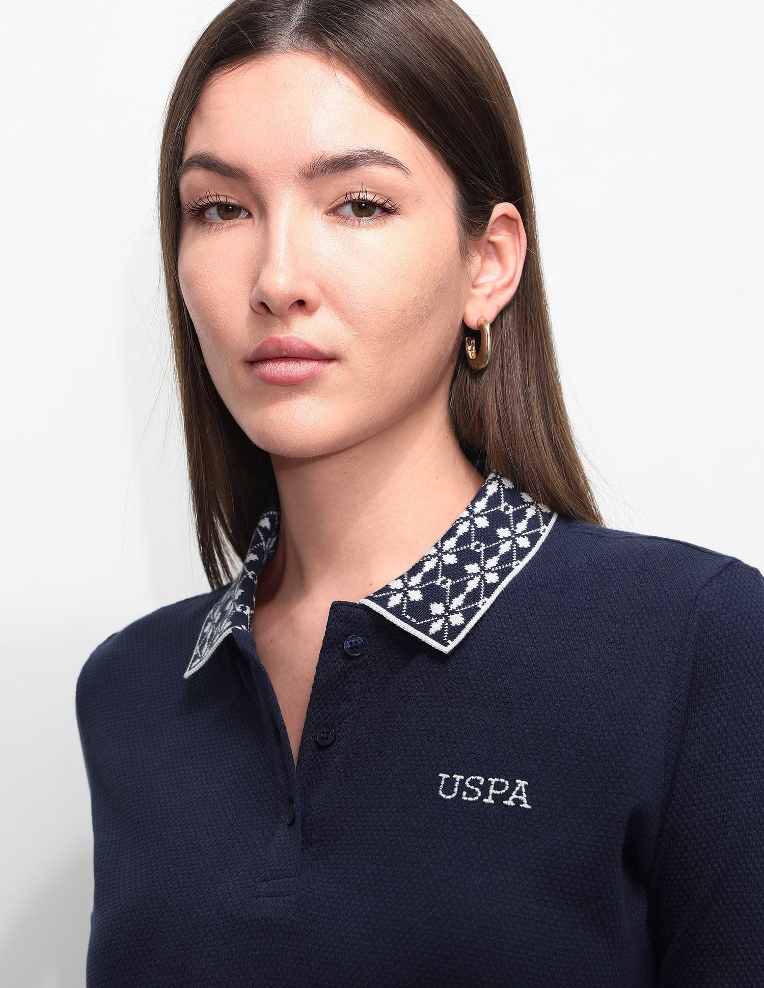 Regular Fit Textured Polo Shirt Navy - U.S. Polo Assn. India | Large
