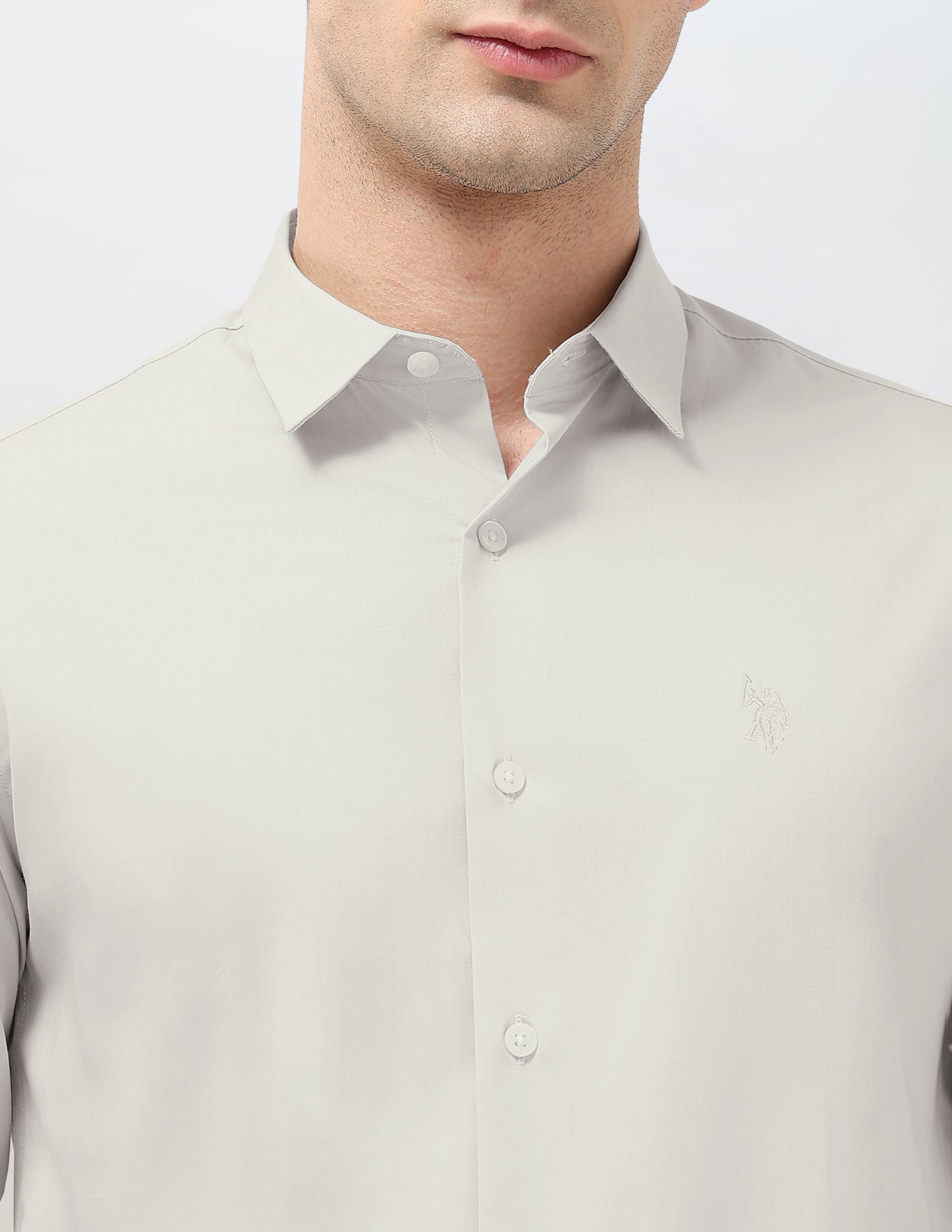Poplin Tailored Fit Shirt Ivory - U.S. POLO ASSN. | Large