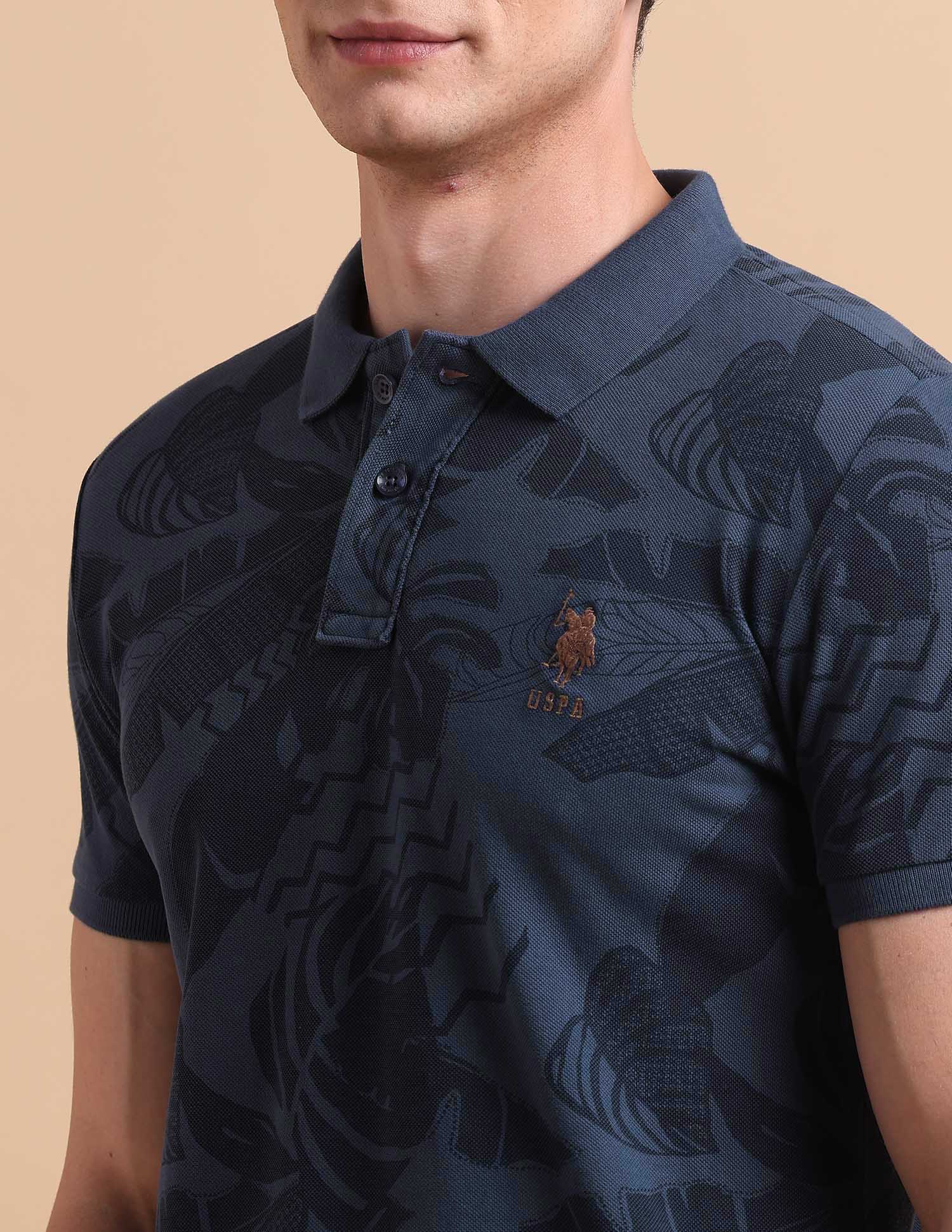 Tropical Printed Pure Cotton Polo Shirt Navy - U.S. POLO ASSN. | Large