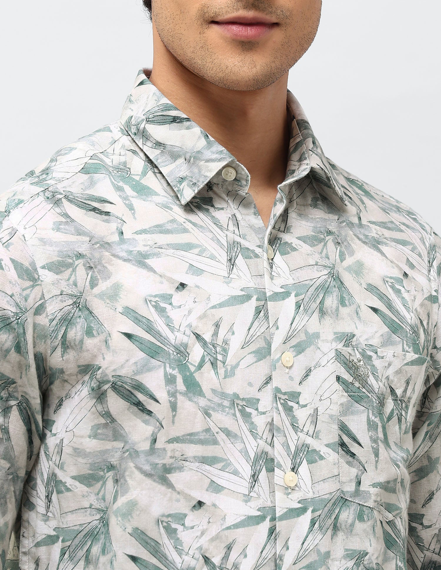 Tropical Printed Tailored Fit shirt Green - U.S. POLO ASSN. | Large