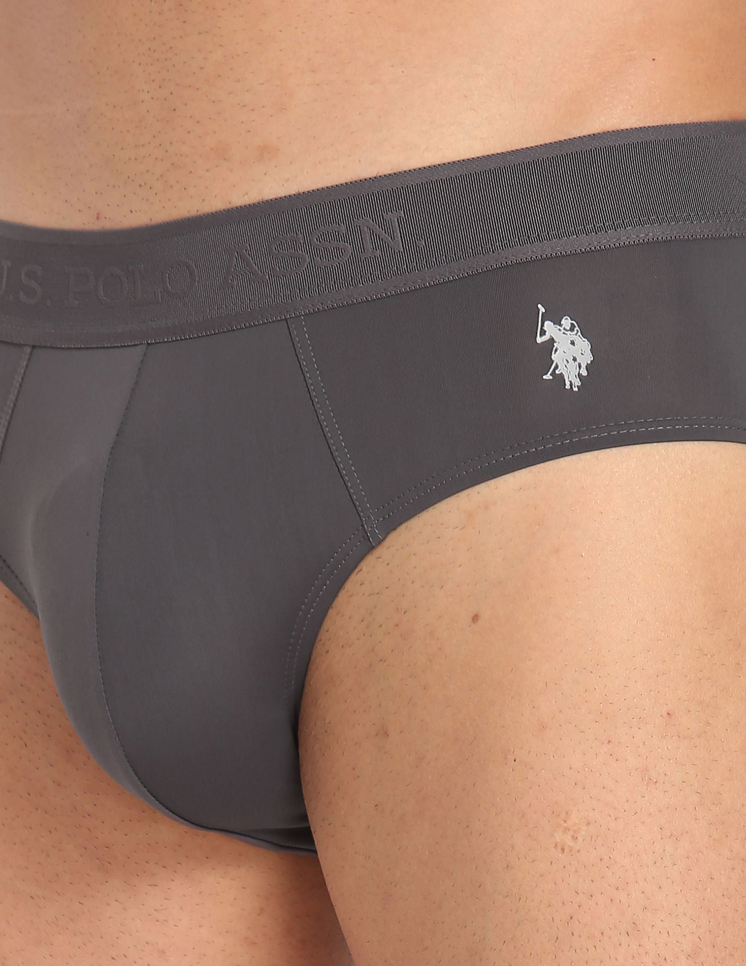 Nylon Stretch Moisture Wicking AB001 Active Briefs - Pack Of 1 Grey - U.S. POLO ASSN. | Large