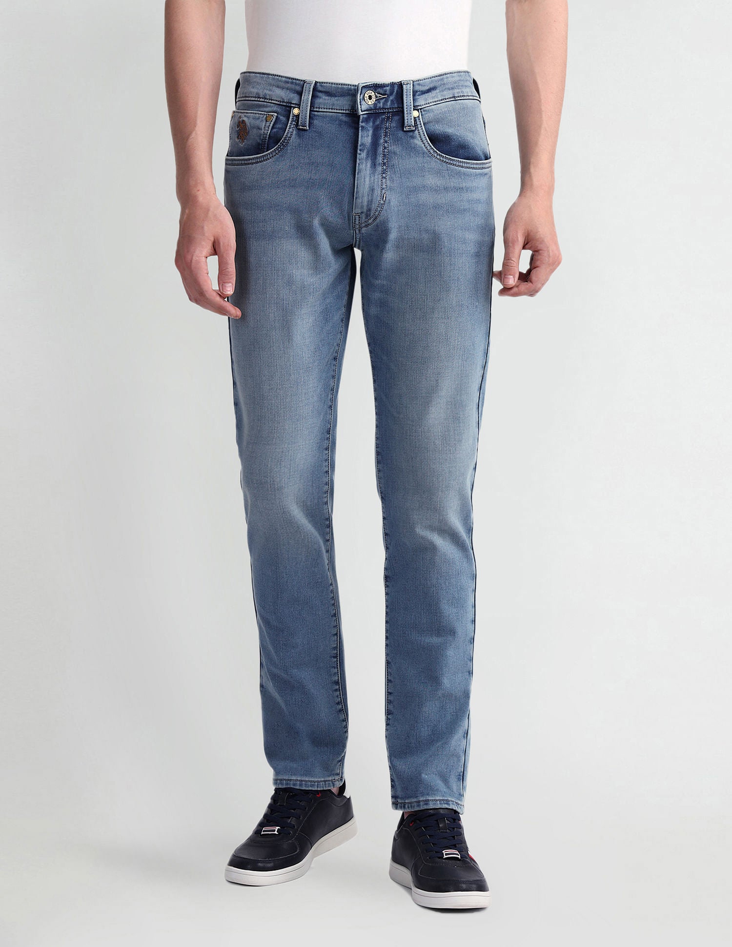 Slim Tapered Fit Blue Jeans Light-Blue - U.S. Polo Assn. India | Large