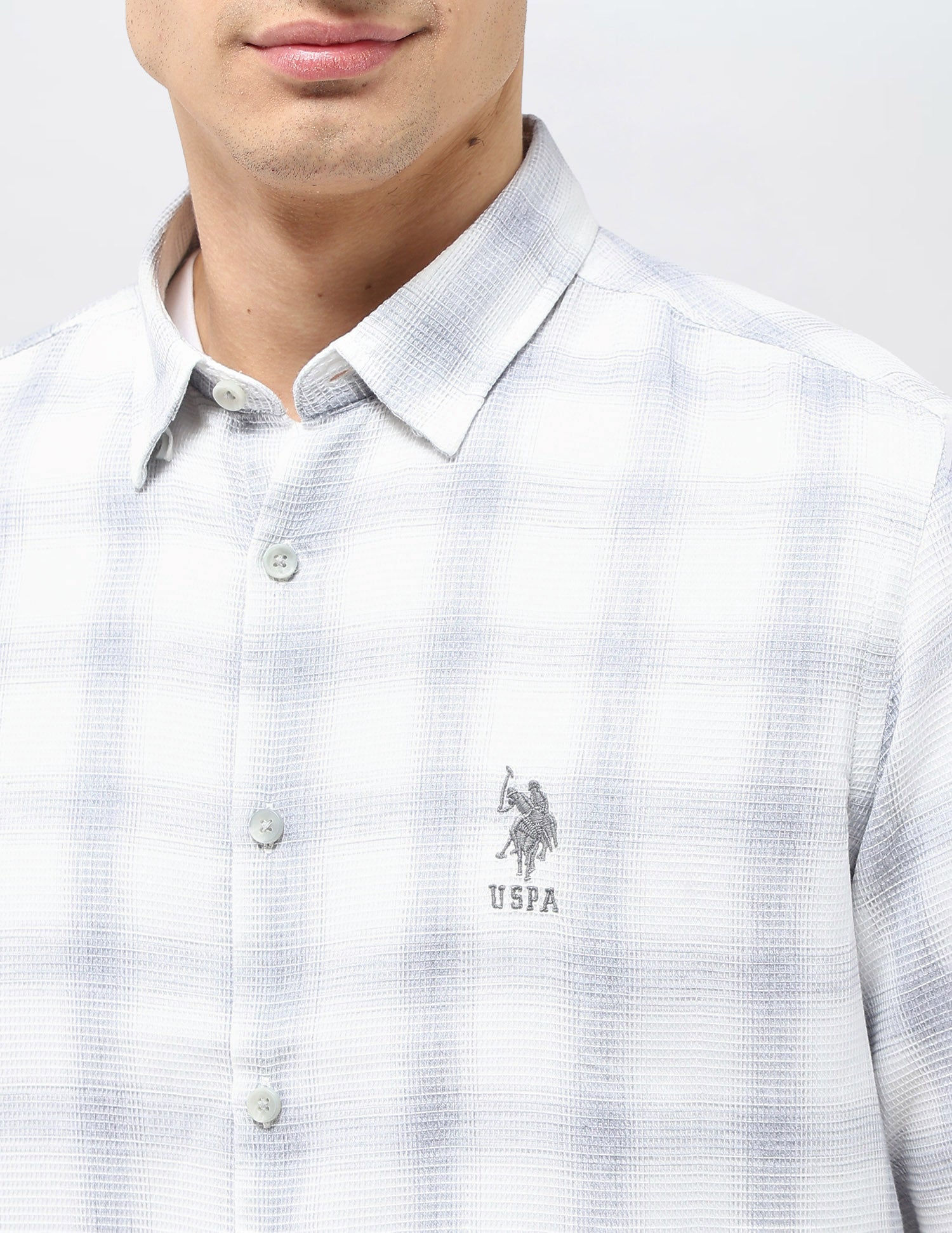 Tartan Checked Monochrome Shirt Grey - U.S. POLO ASSN. | Large