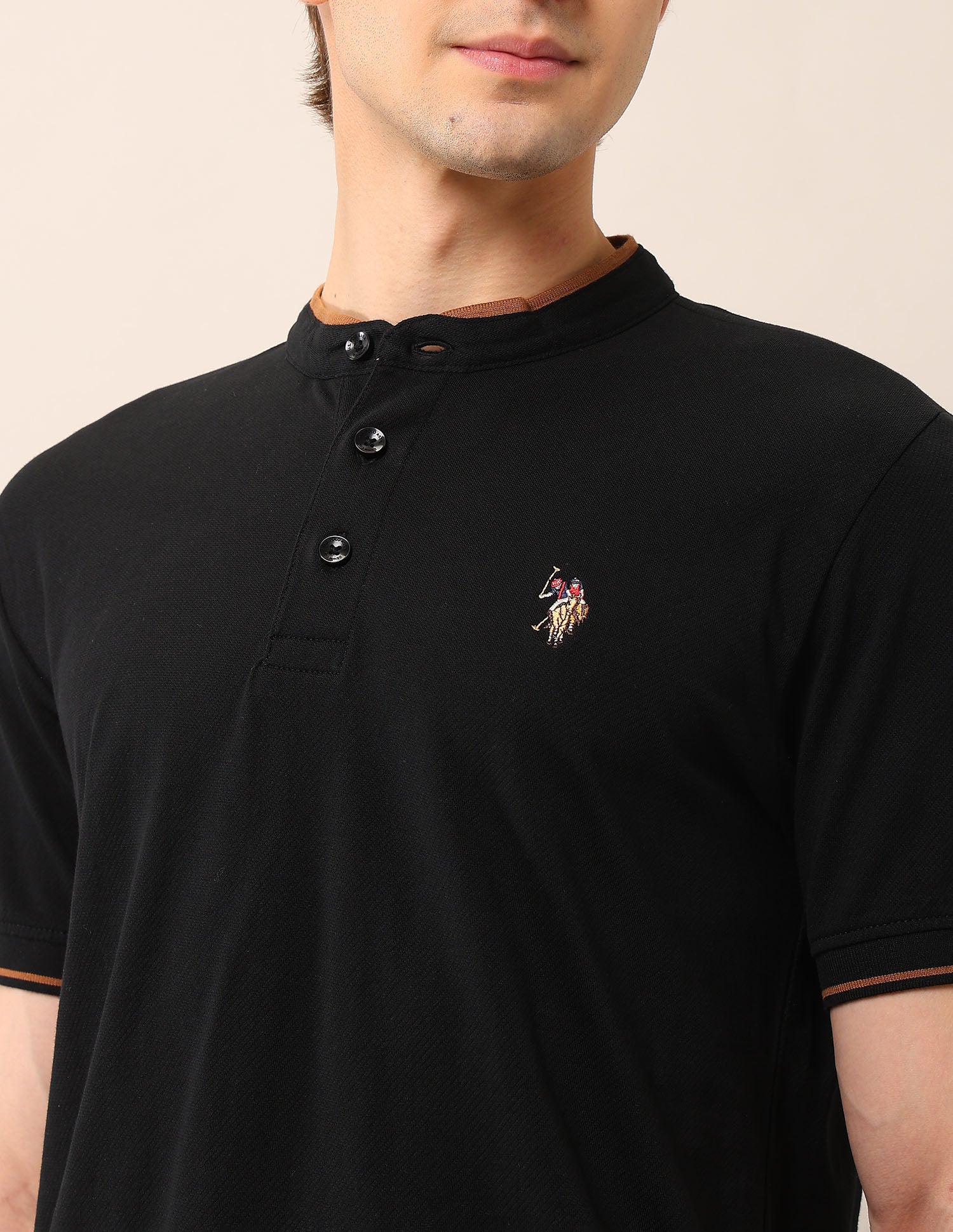 Muscle Fit Pure Cotton Polo Shirt Black - U.S. Polo Assn. India | Large