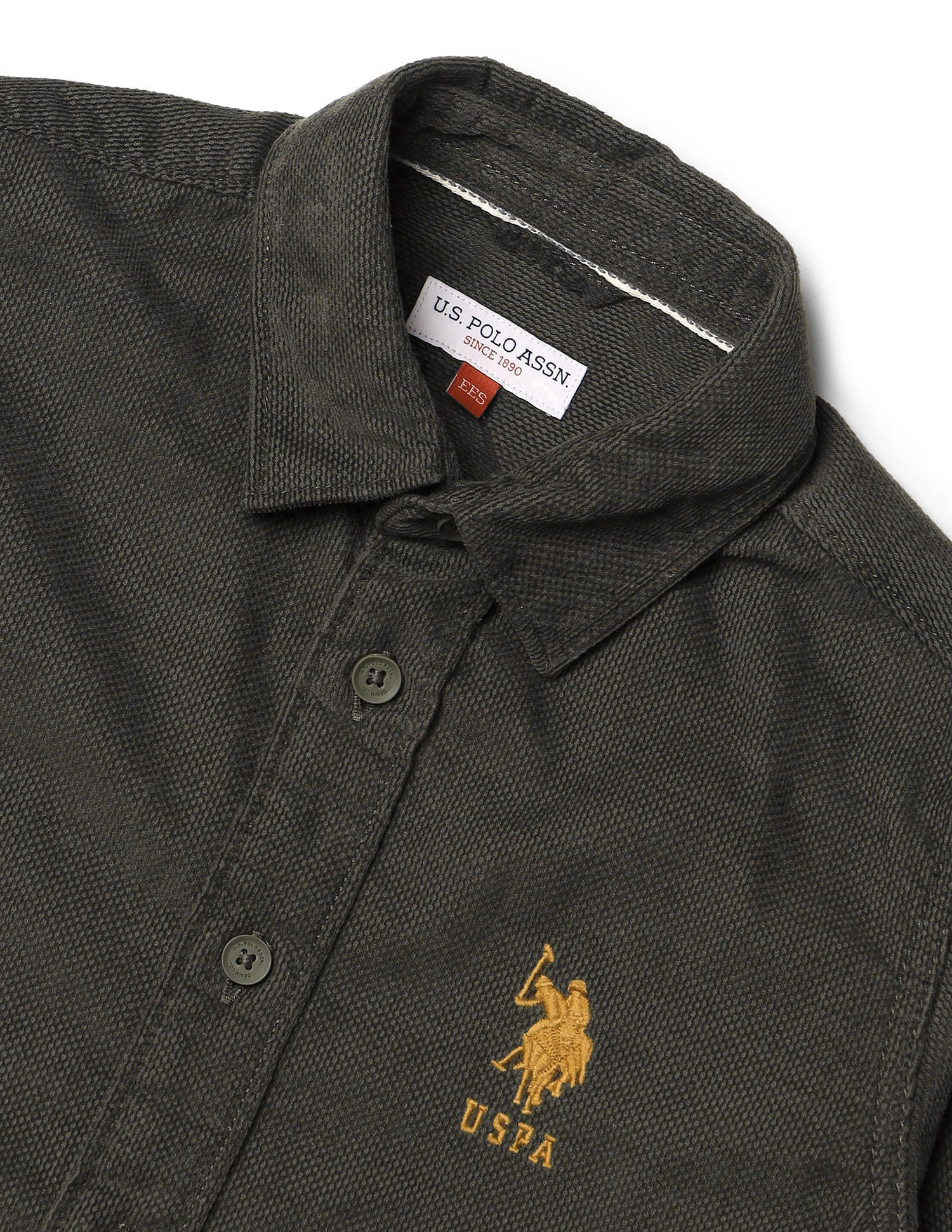 Boys Cotton Knitted Shirt Olive - U.S. POLO ASSN. | Large