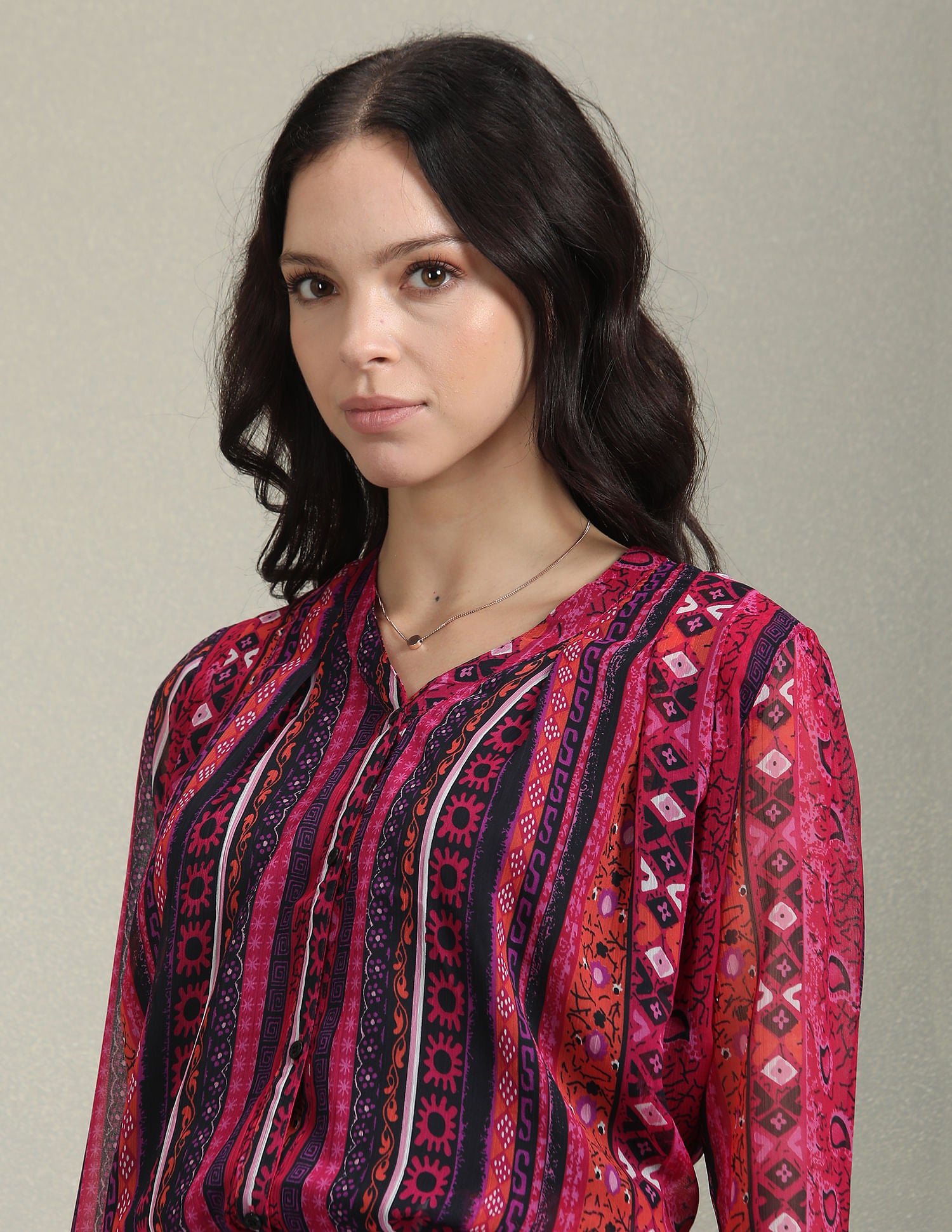 V-Neck Graphic Print Top Fuschia - U.S. POLO ASSN. | Large