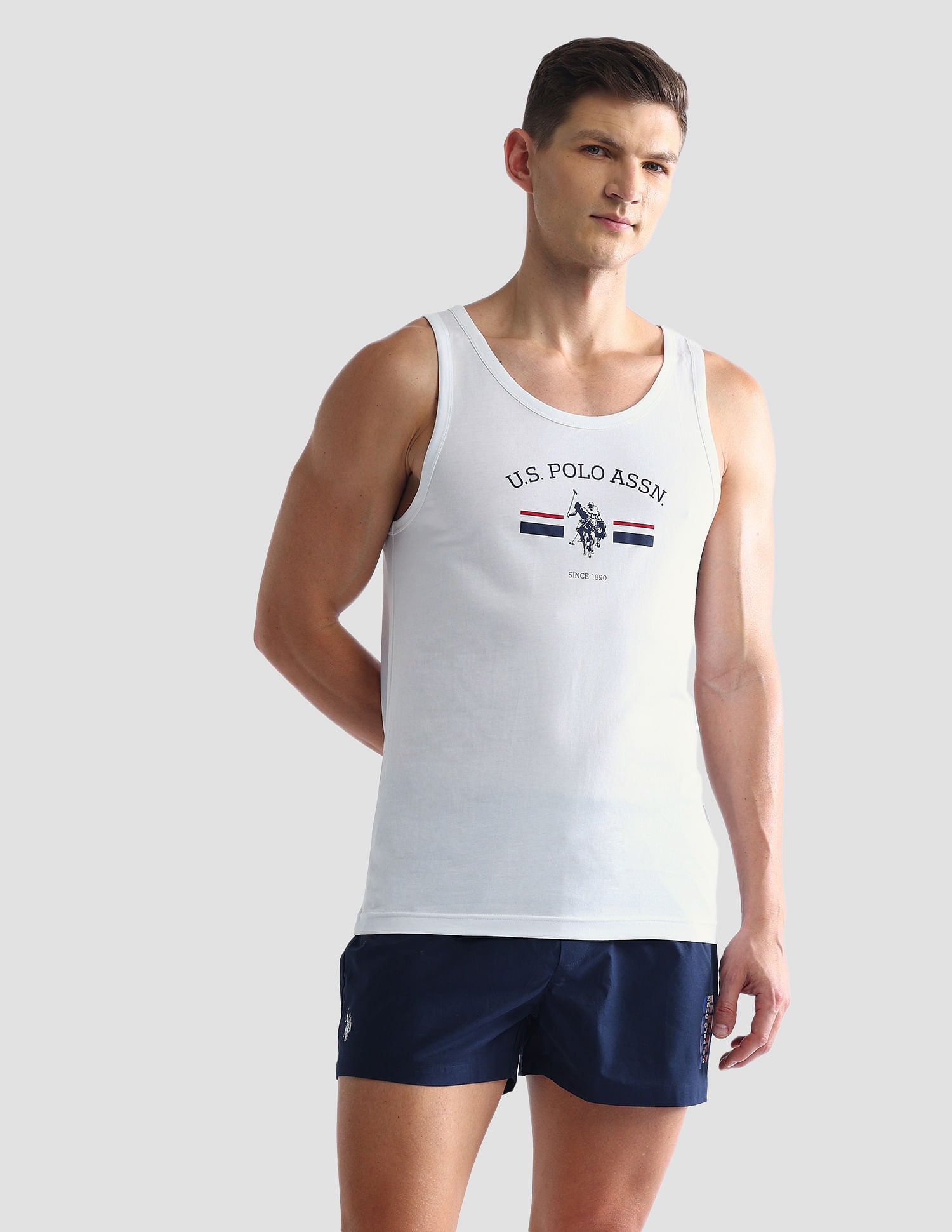 Brand Print Cotton OEV02 Vest - Pack Of 1 White - U.S. POLO ASSN. | Large