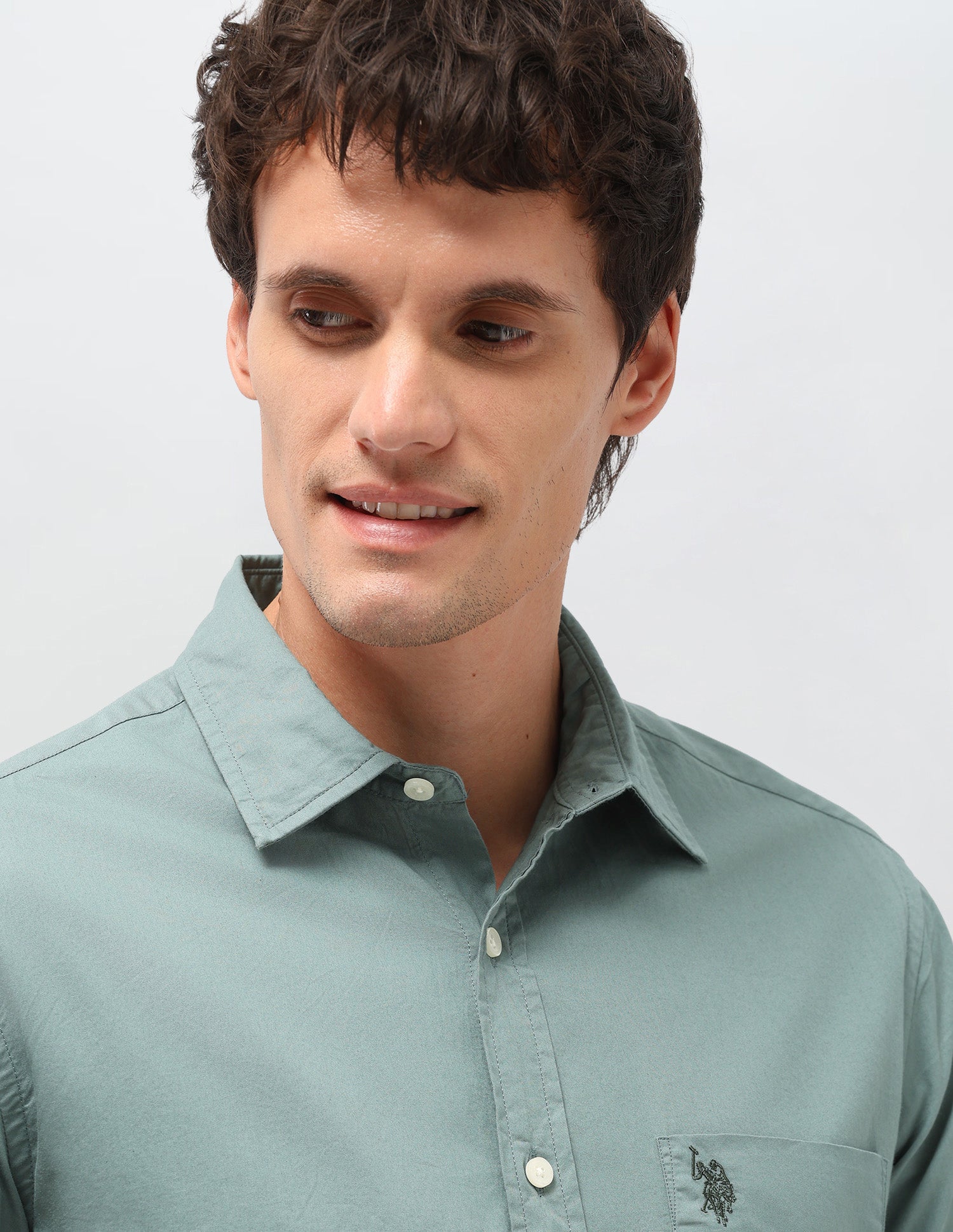 Twill Solid Shirt Green - U.S. Polo Assn. India | Large