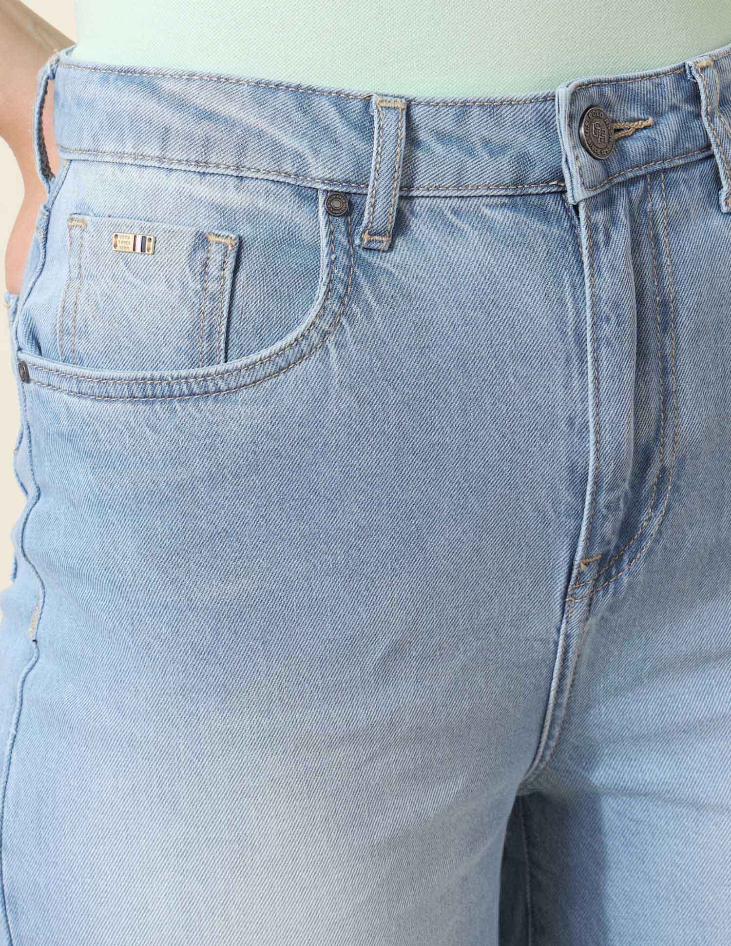 High Rise Wide Leg Comfort Stretch Jeans Light Blue - U.S. Polo Assn. India | Large