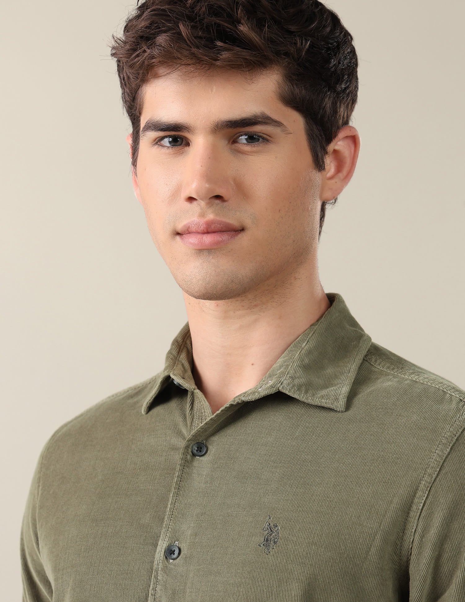 Corduroy Regular Fit Shirt Green - U.S. Polo Assn. India | Large
