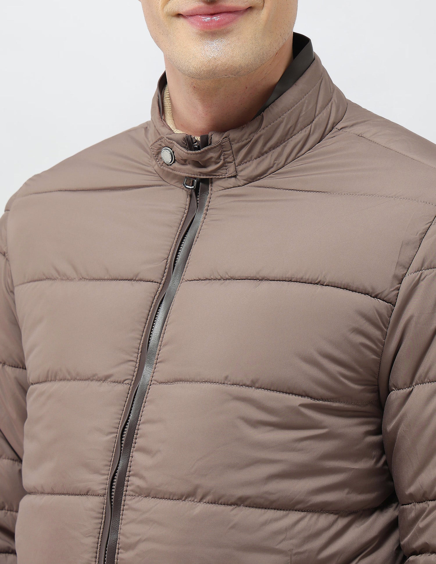 Solid Regular Fit Puffer Jacket Light Brown - U.S. Polo Assn. India | Large