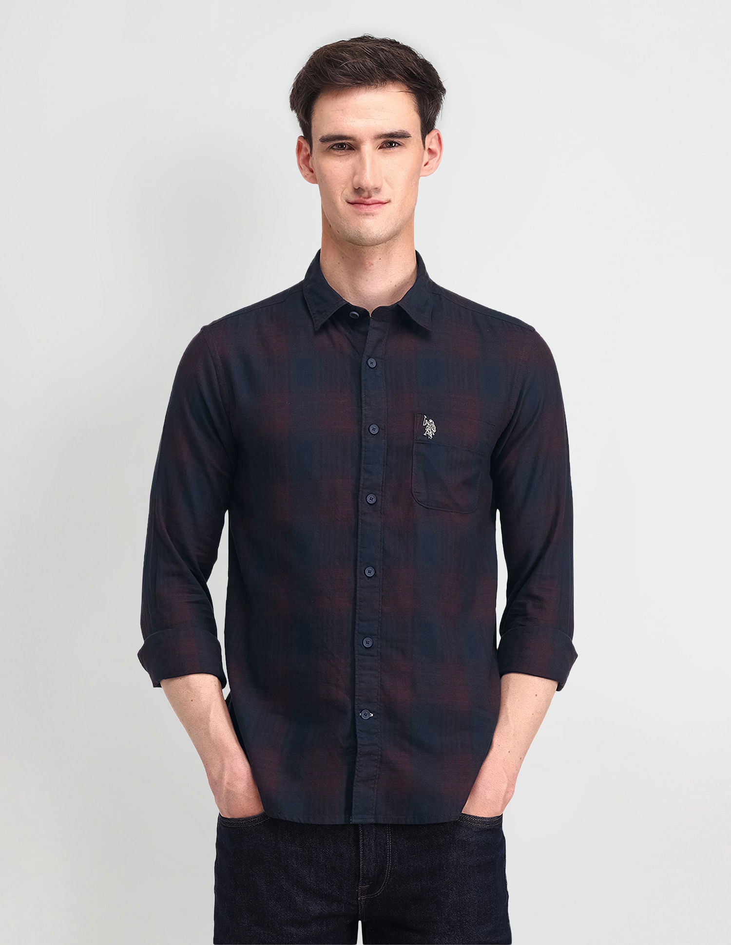Tartan Check Slim Fit Shirt Navy - U.S. Polo Assn. India | Large