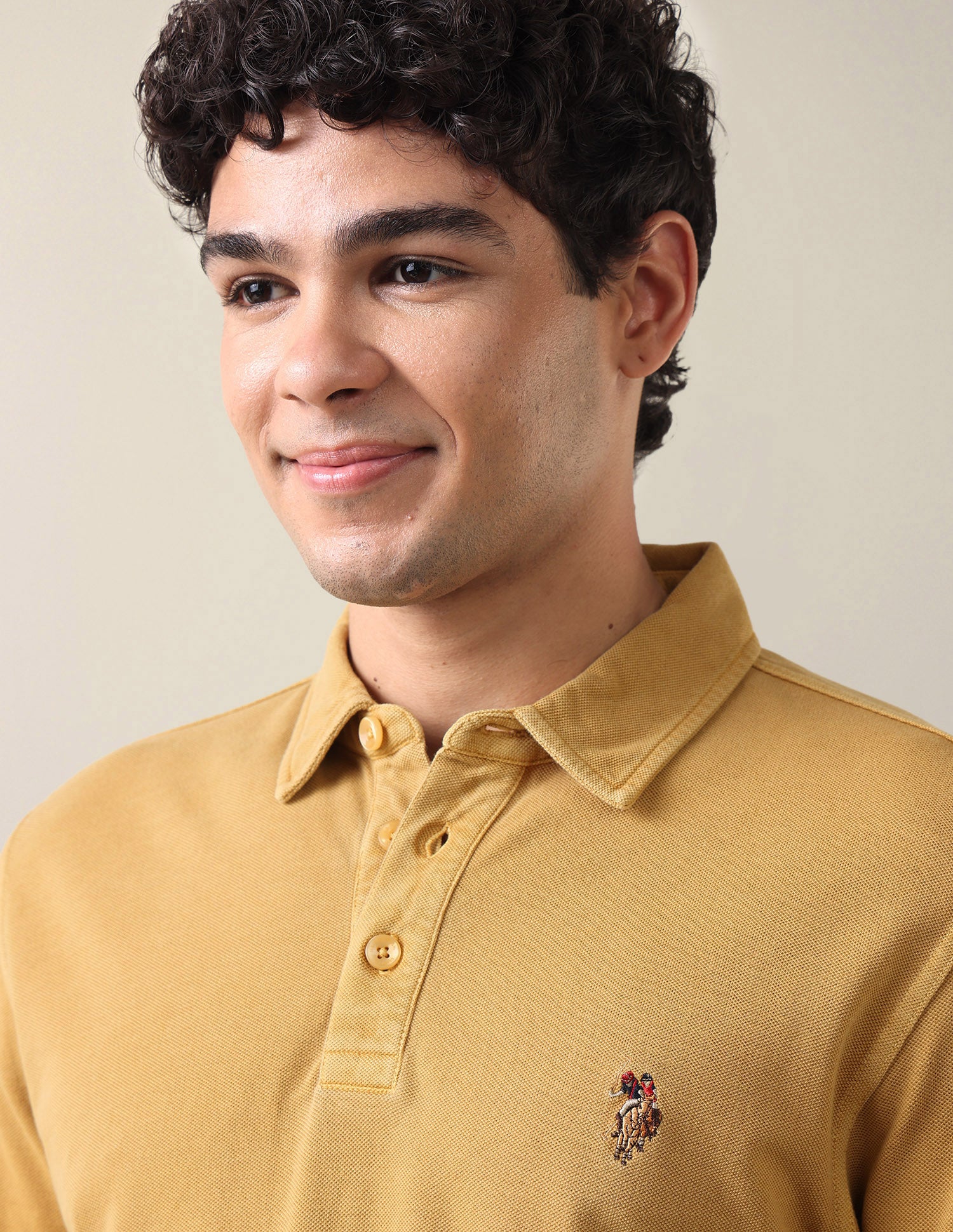 Solid Slim Fit Polo Shirt Mustard - U.S. Polo Assn. India | Large