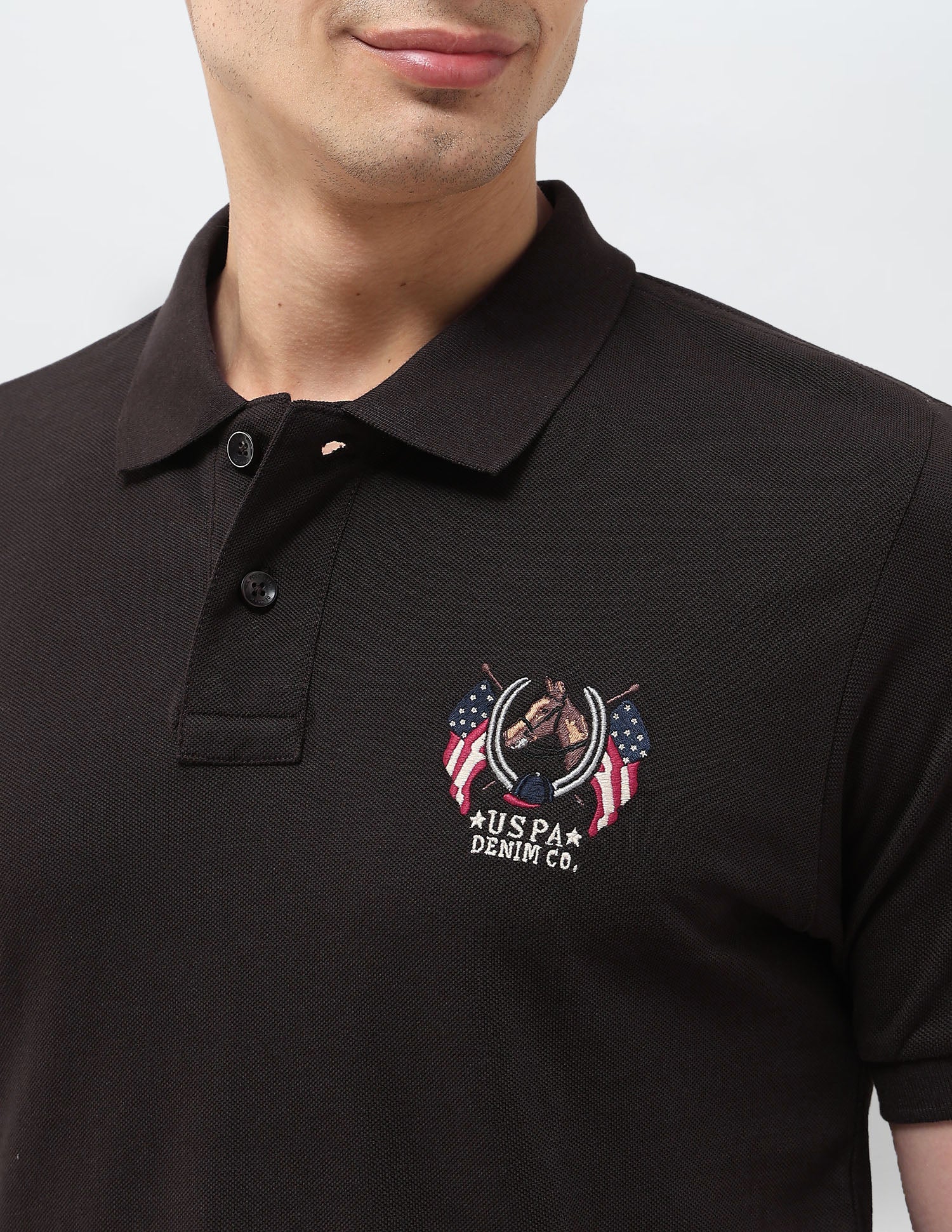 Solid Muscle Fit Polo Shirt Dark Brown - U.S. POLO ASSN. | Large