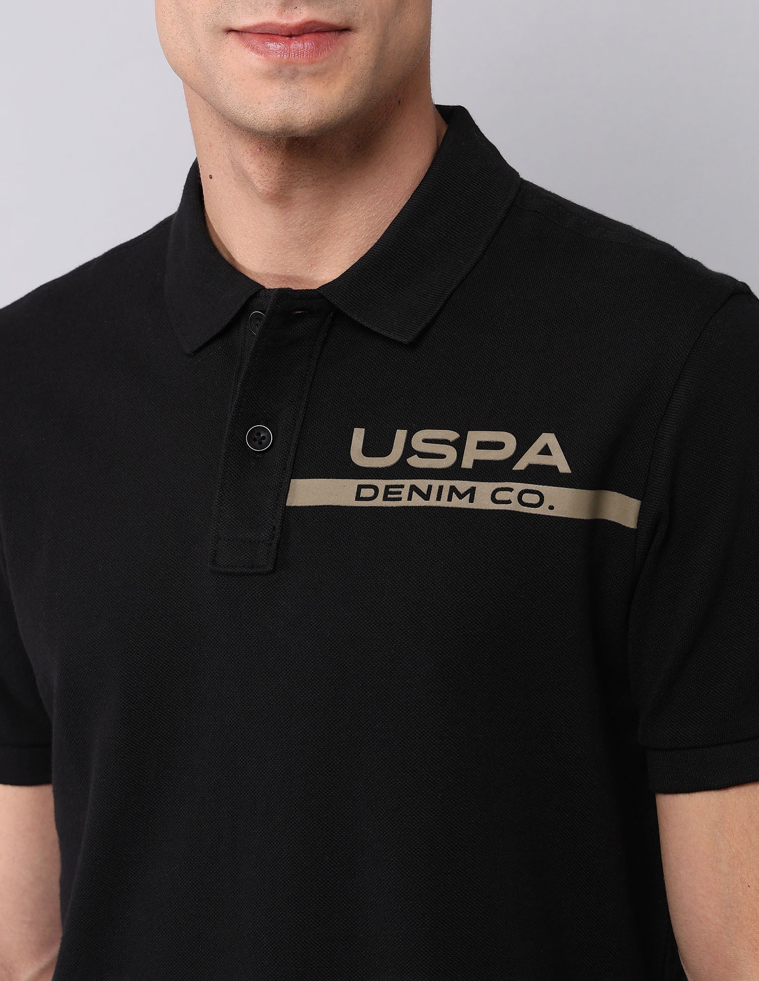 Muscle Fit Pure Cotton Polo Shirt Black - U.S. Polo Assn. India | Large