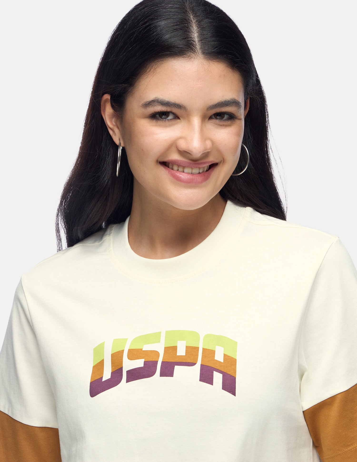 Brand Printed Relaxed Fit T-Shirt Off White - U.S. Polo Assn. India | Large