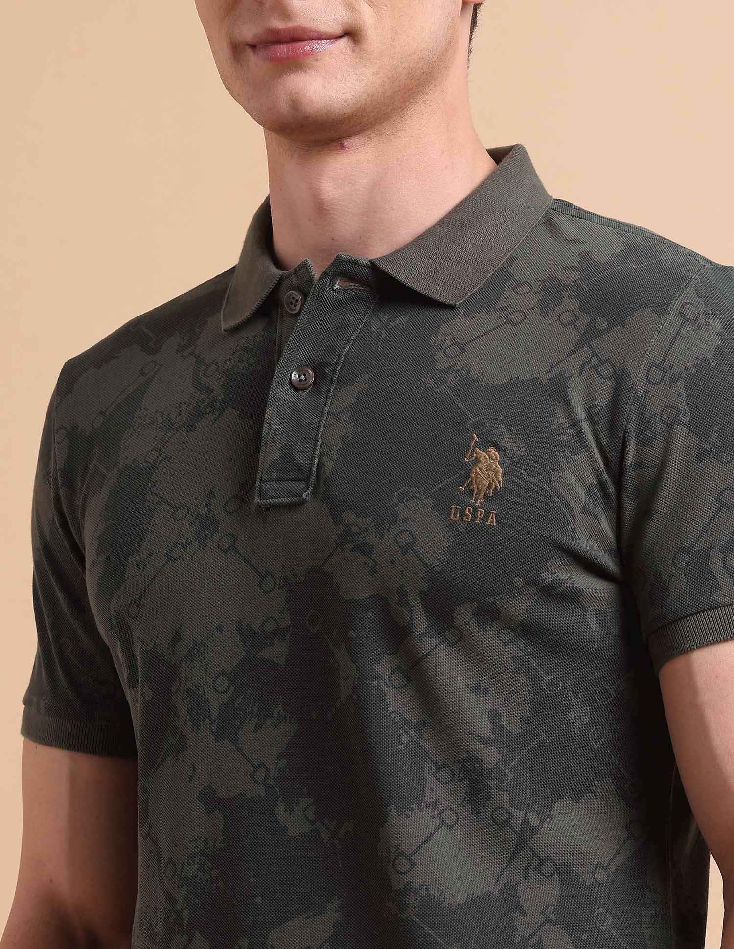 Abstract Printed Pure Cotton Polo Shirt Dark Grey - U.S. POLO ASSN. | Large
