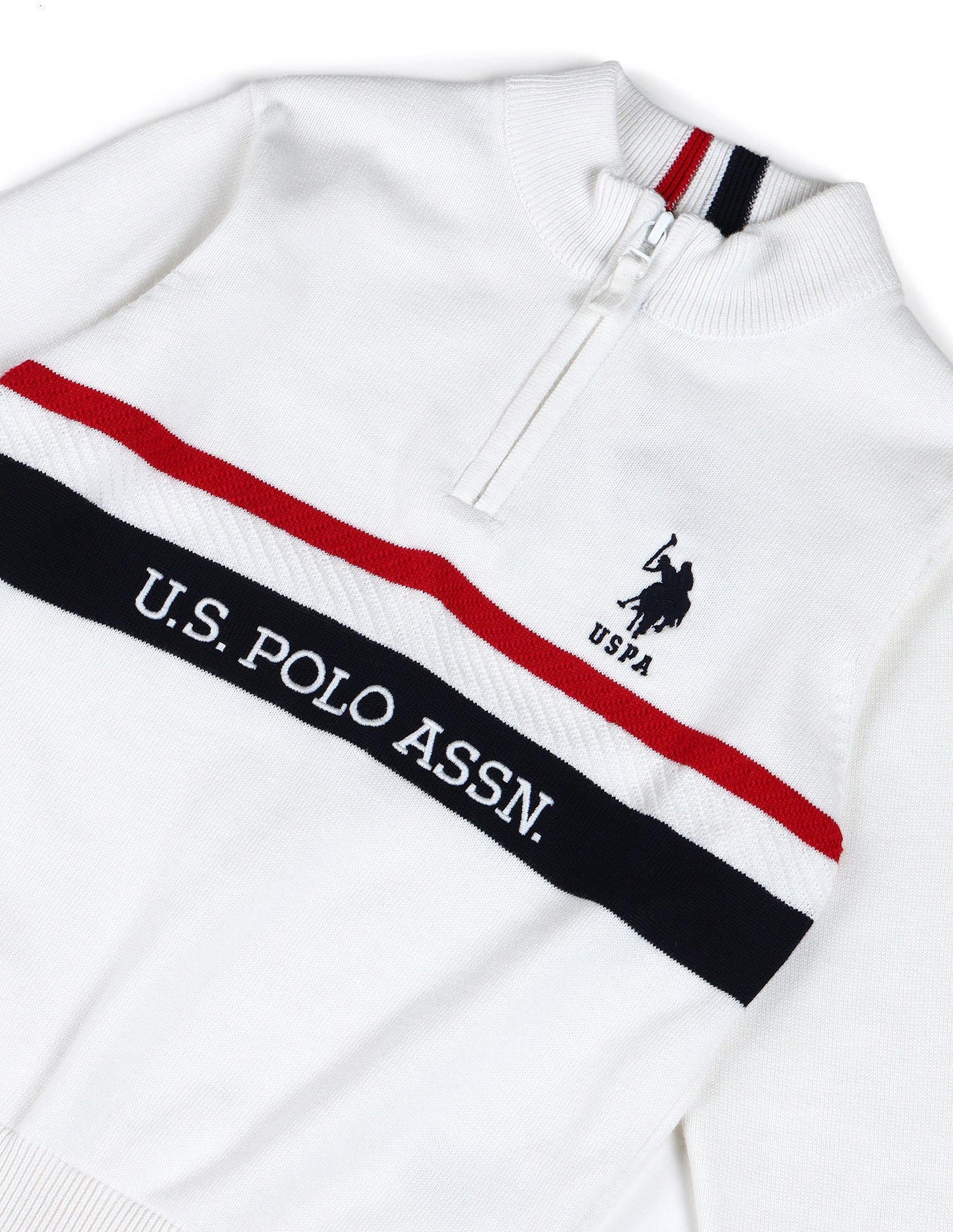 Boys Printed Regular Fit Sweater Ivory - U.S. POLO ASSN. | Large