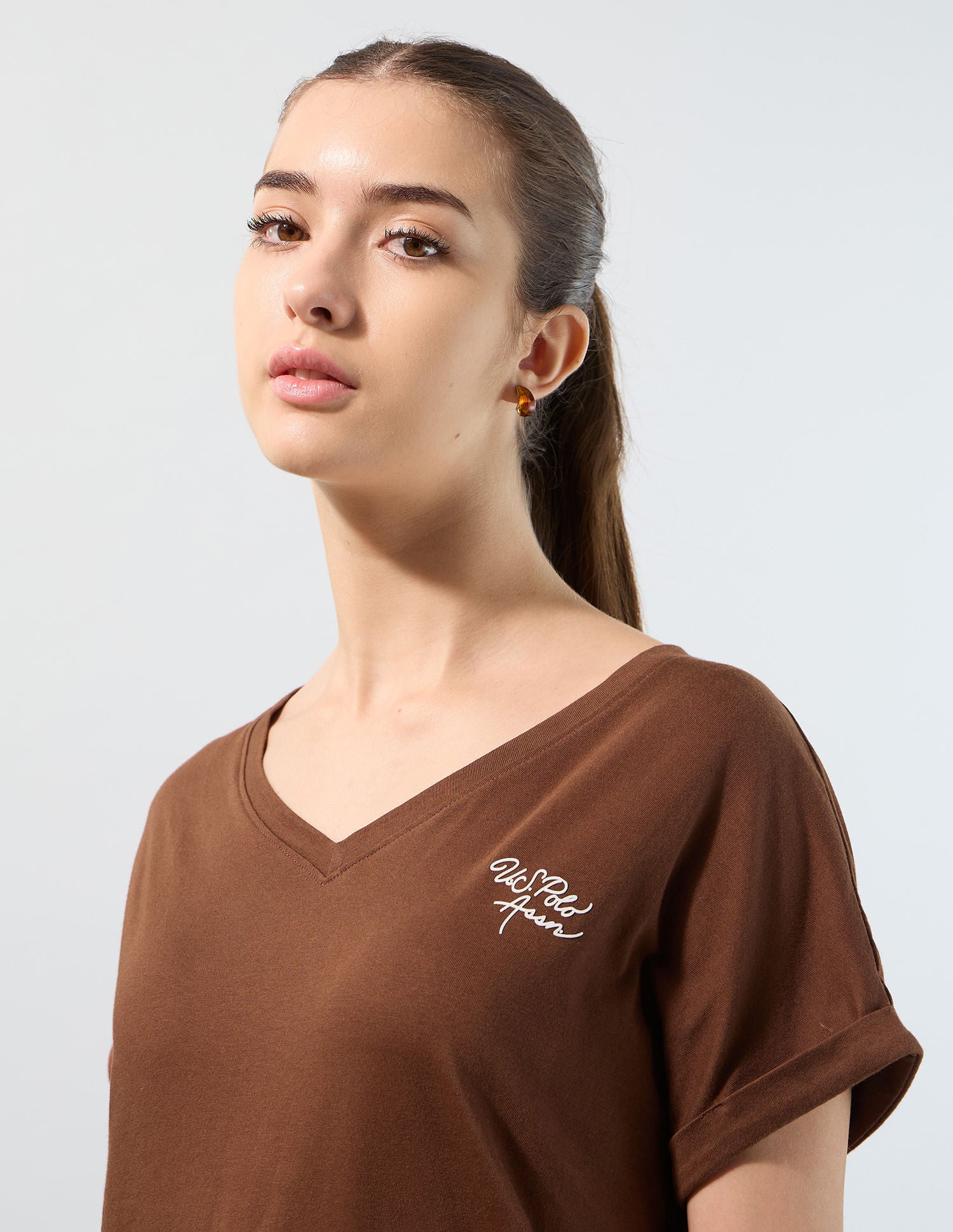 Solid Regular Fit T-Shirt Brown - U.S. POLO ASSN. | Large