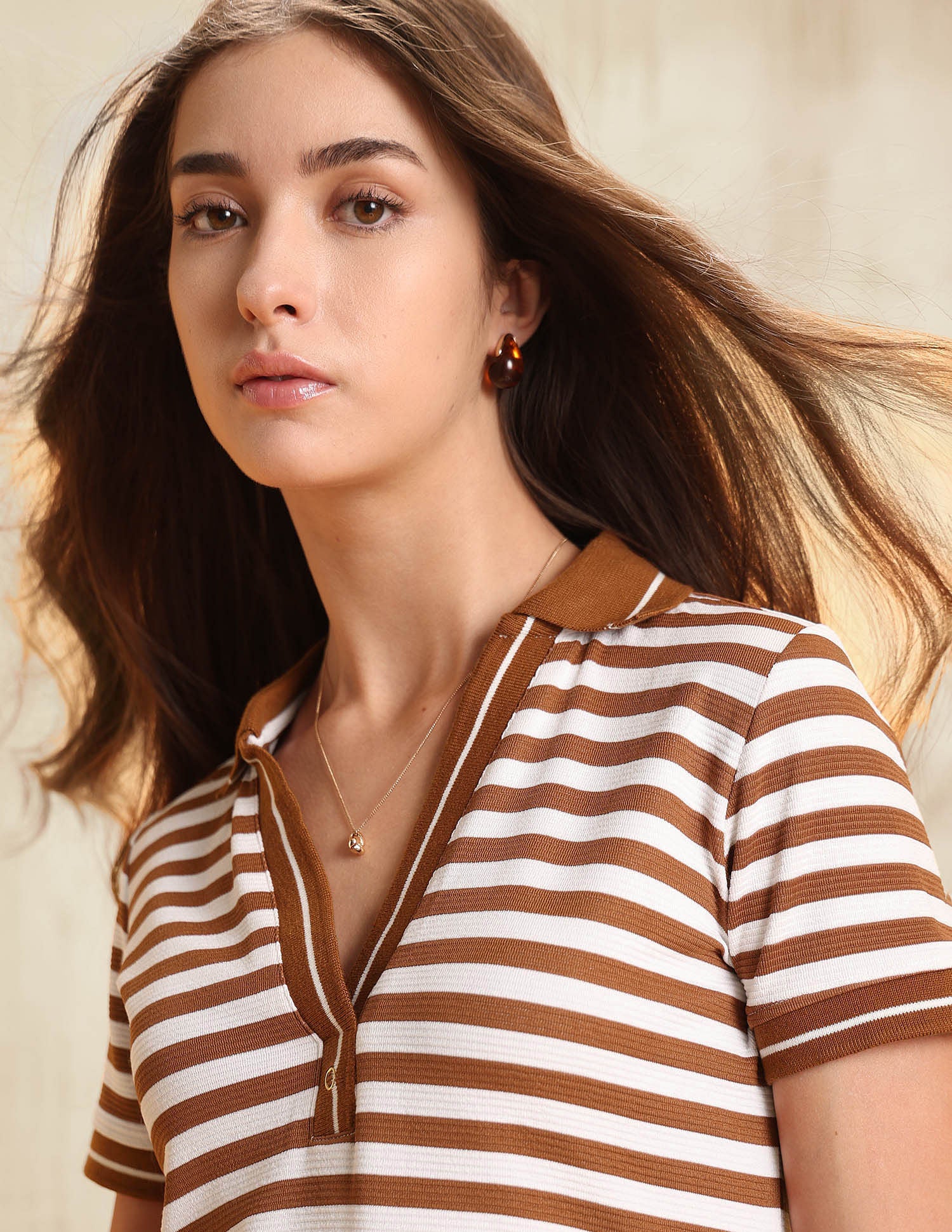 Regular Fit Vertical Striped Polo Shirt Brown - U.S. POLO ASSN. | Large