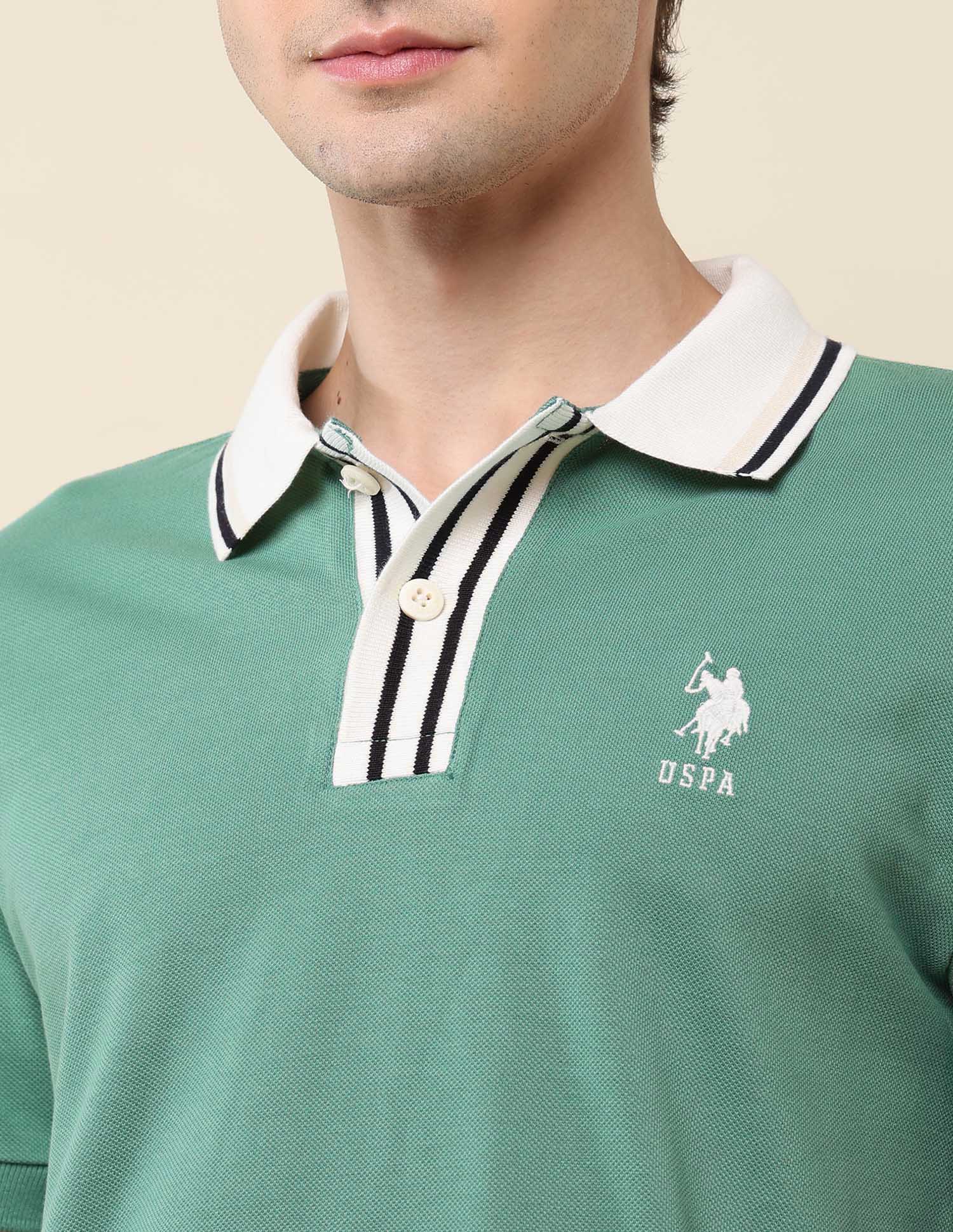 Pure Cotton Slim Fit Classic Polo Shirt Green - U.S. Polo Assn. India | Large