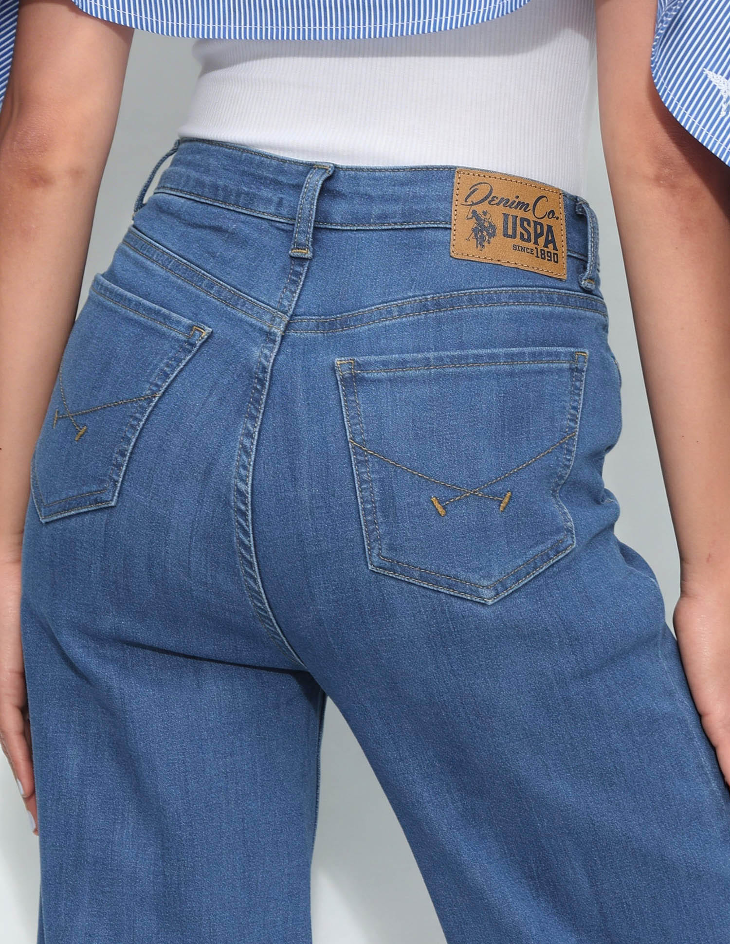 High Rise Wide Leg Jeans Blue - U.S. Polo Assn. India | Large