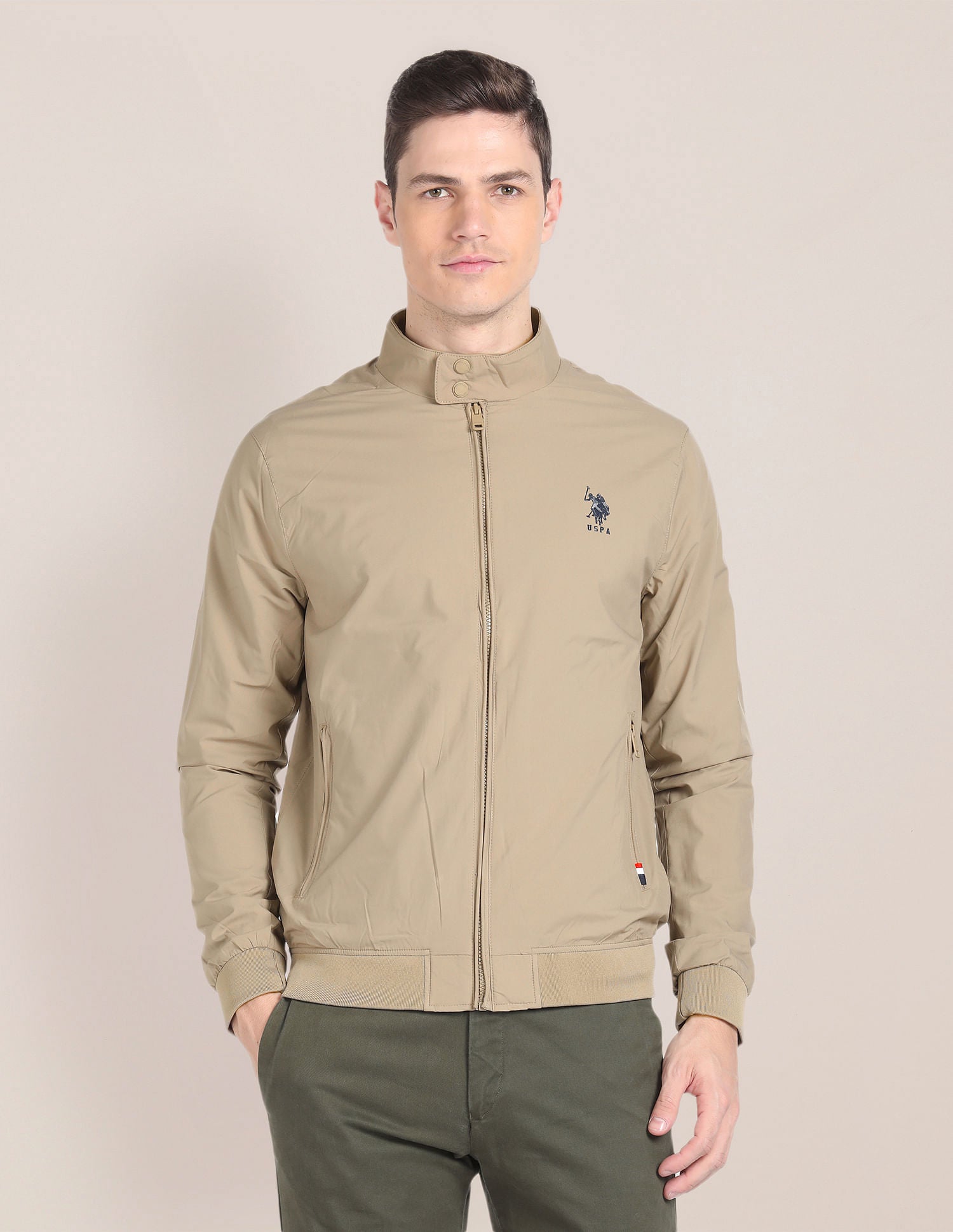 Packable Windcheater Jacket Khaki - U.S. POLO ASSN. | Large