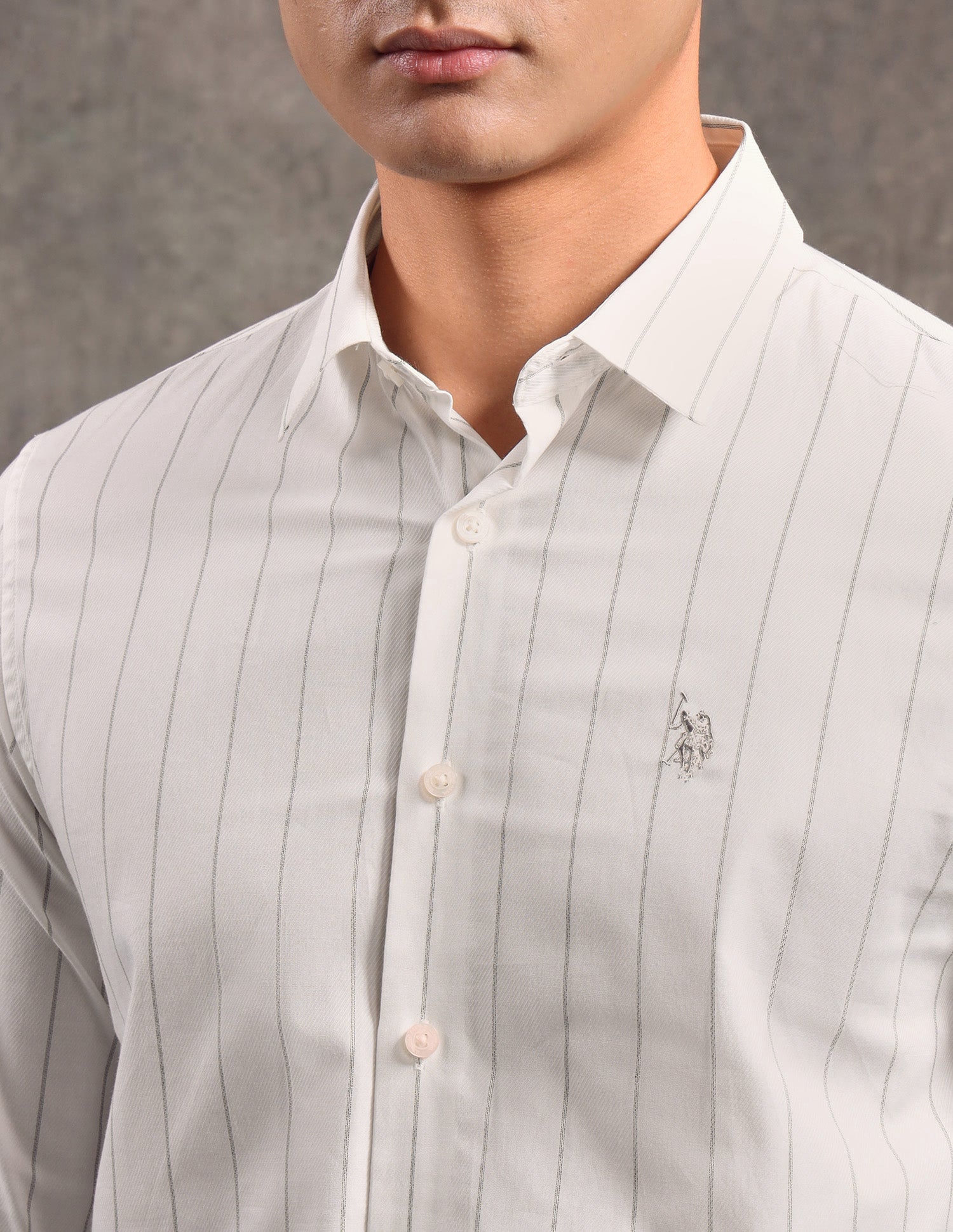 Vertical Striped Slim Fit Shirt White - U.S. POLO ASSN. | Large