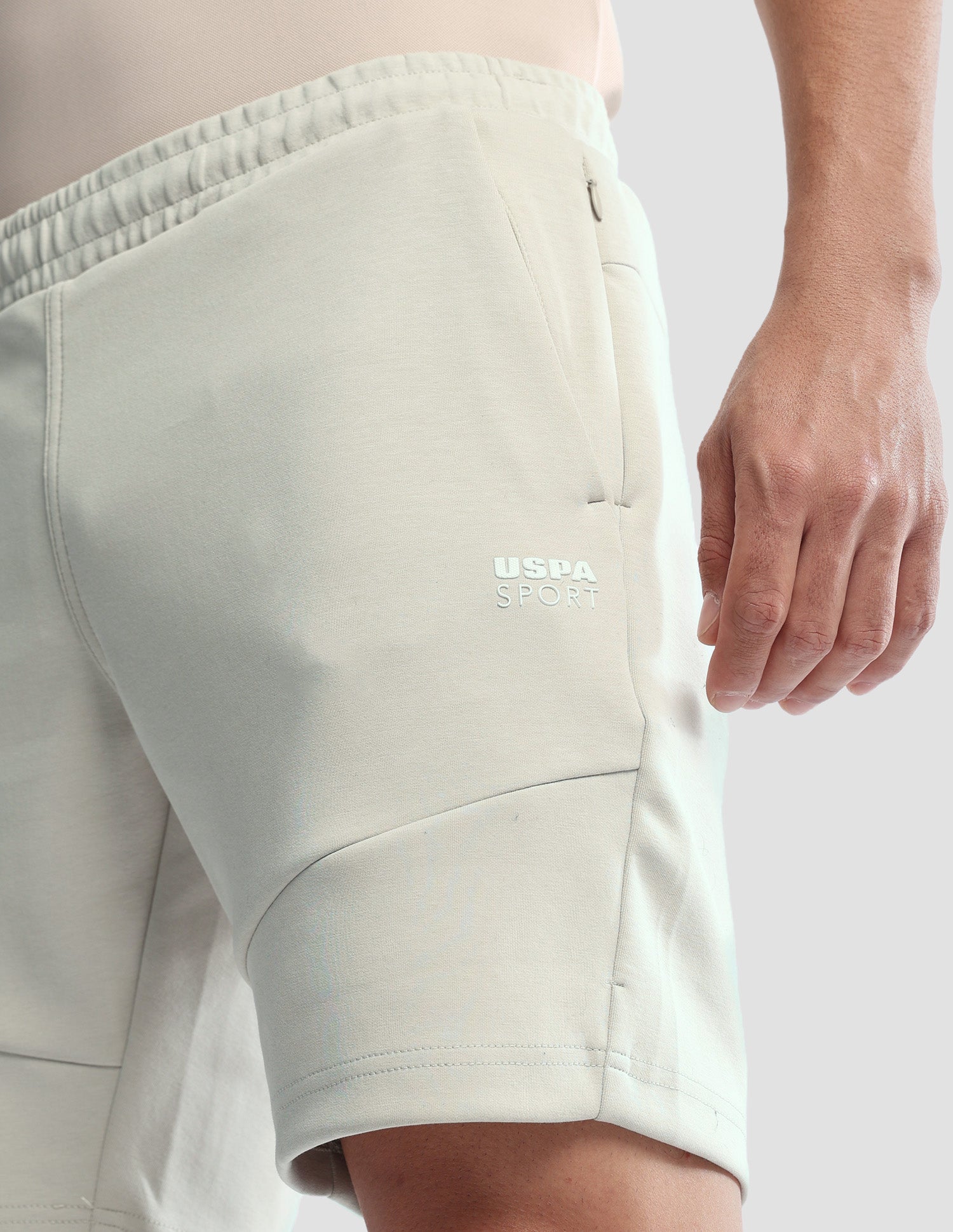 Solid Regular Fit Active Shorts Beige - U.S. Polo Assn. India | Large