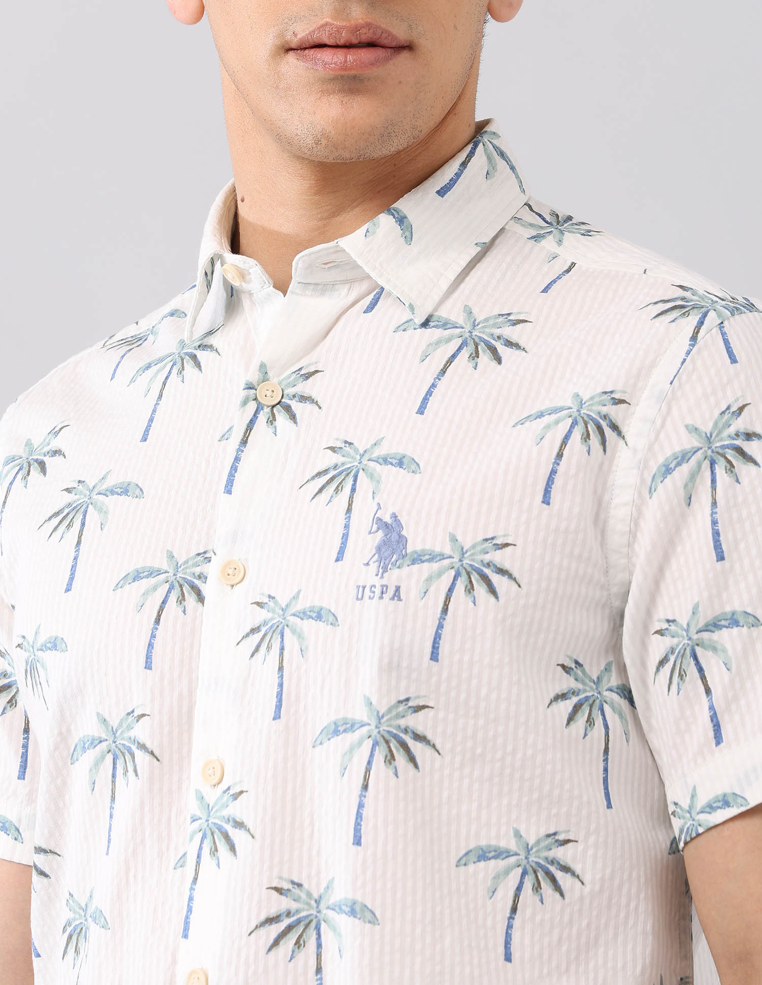 Pure Cotton Regular Fit Shirt Blue - U.S. Polo Assn. India | Large