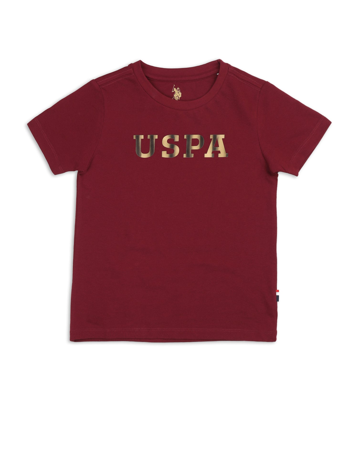 Boys Brand Embossed Pure Cotton T Shirt Dark Red - U.S. POLO ASSN. | Large