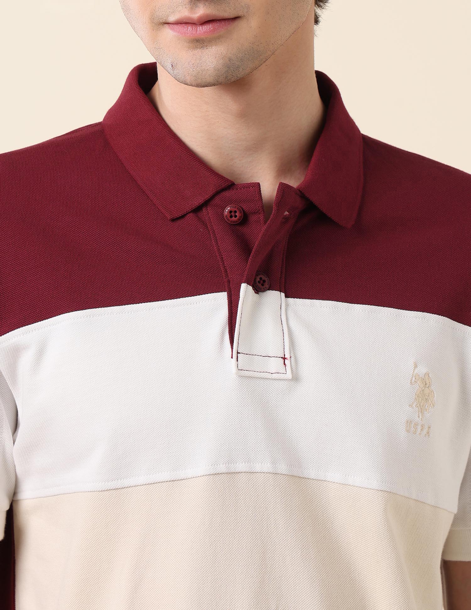 Colourblocked Classic Polo Shirt Wine - U.S. POLO ASSN. | Large