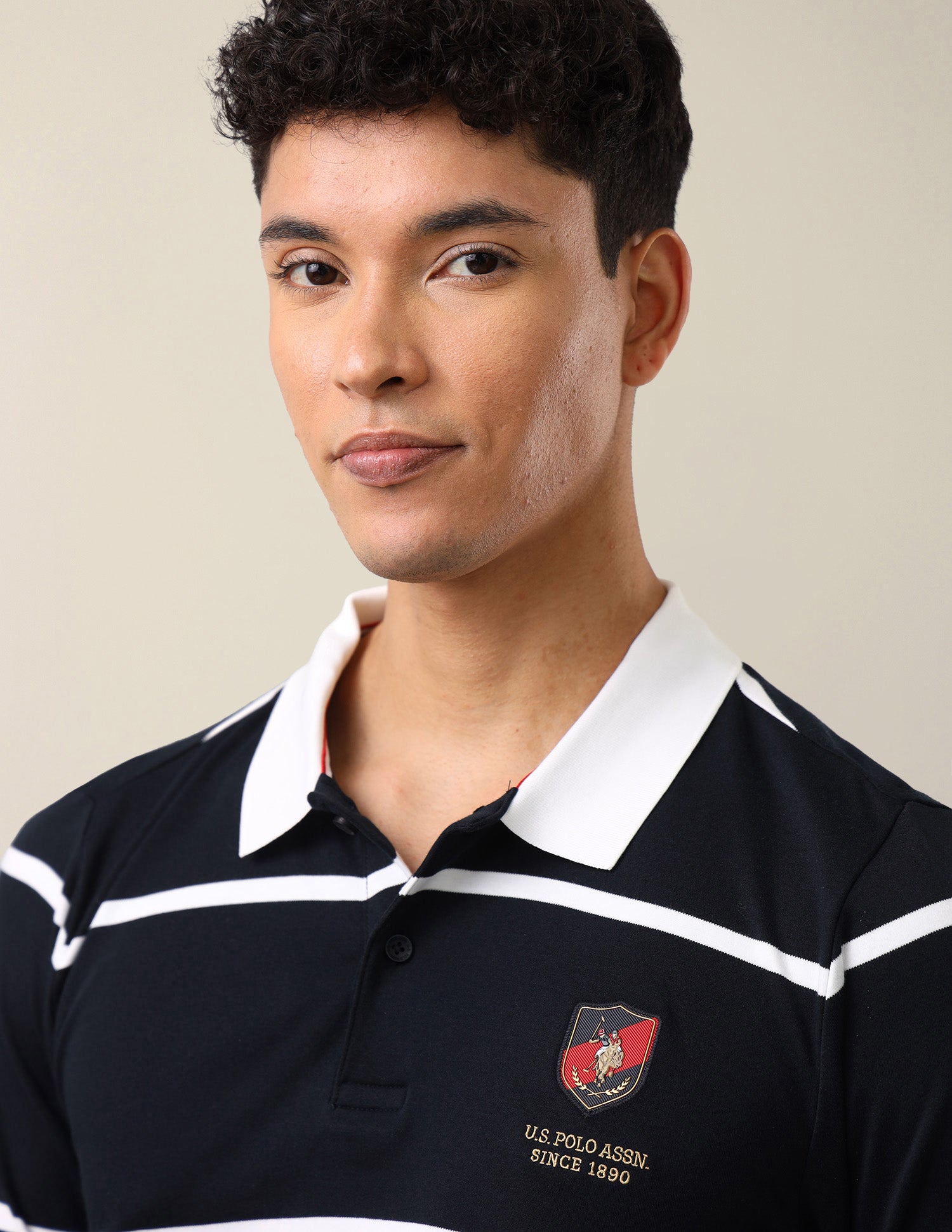 Horizontal Striped Slim Fit Polo Shirt Navy - U.S. Polo Assn. India | Large