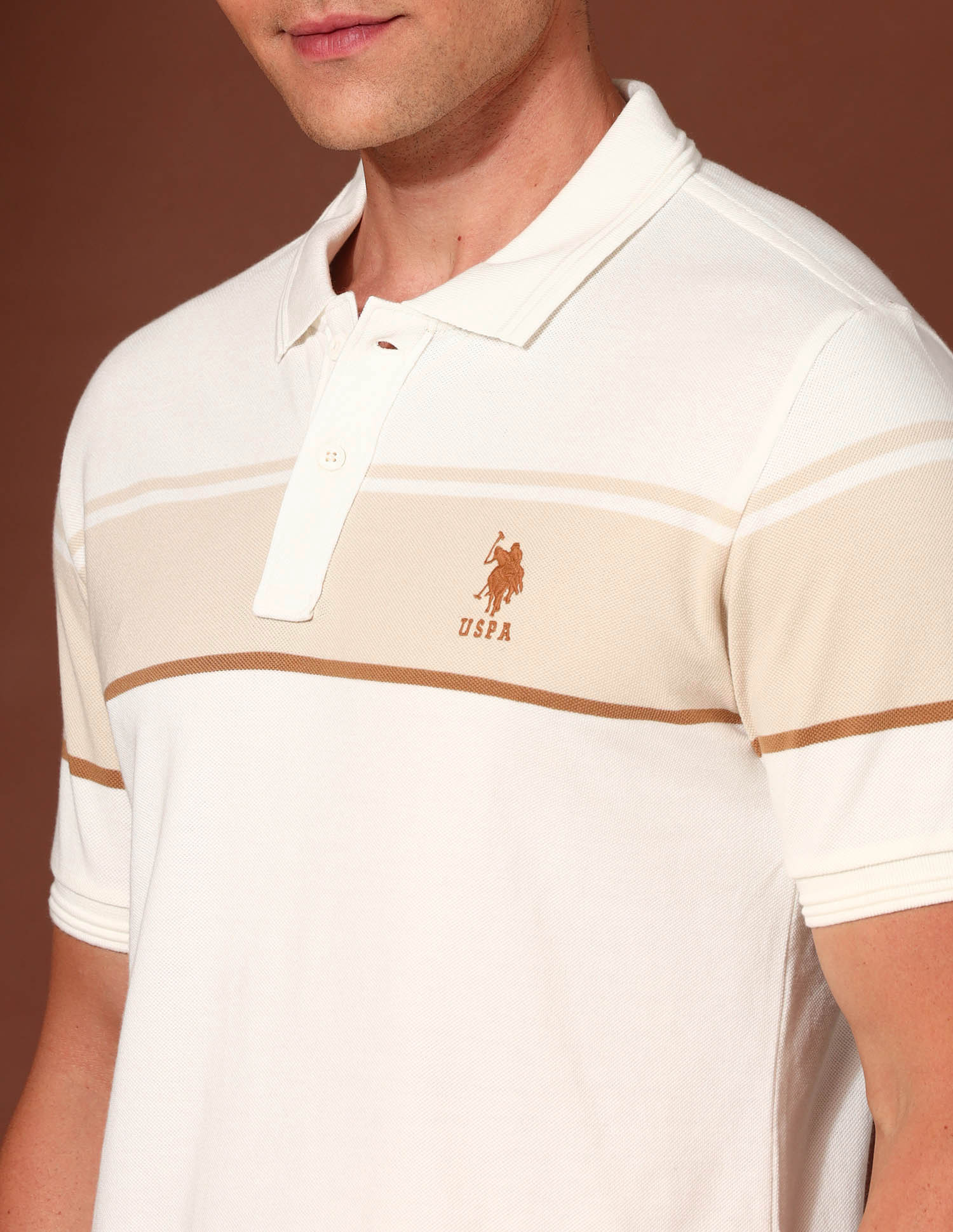 Colourblocked Working Holiday Polo Shirt Off White - U.S. Polo Assn. India | Large