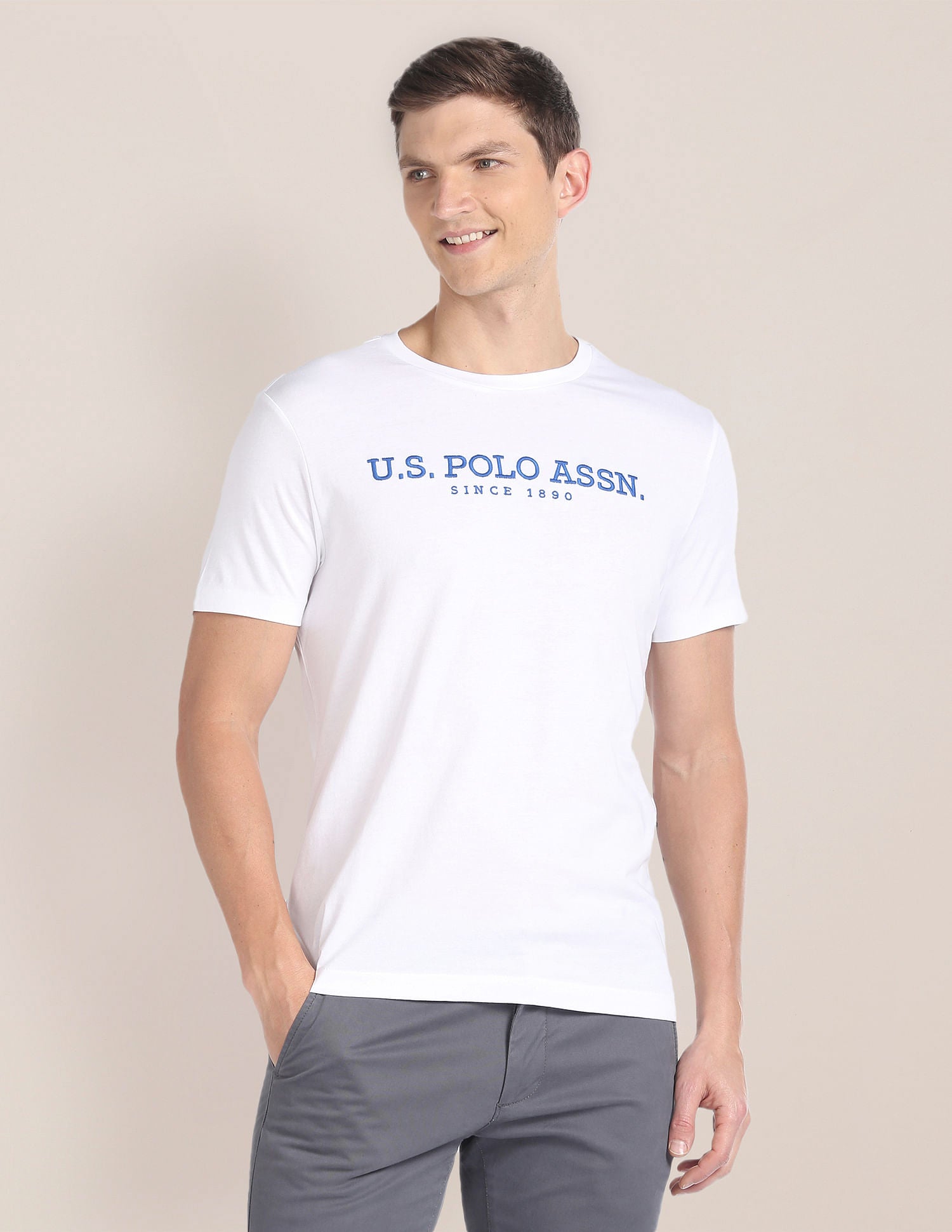 Crew Neck Brand Embroidered T-Shirt White - U.S. POLO ASSN. | Large