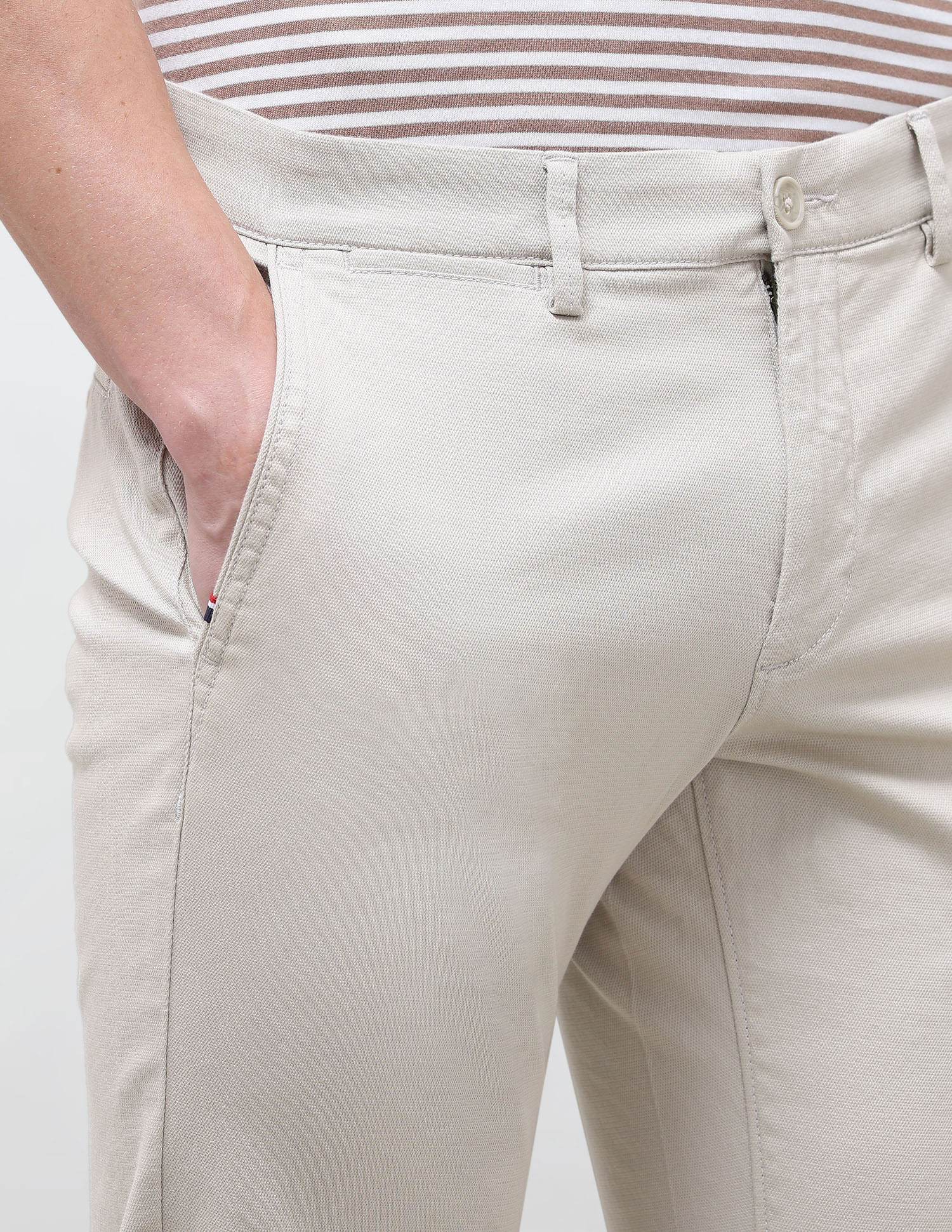 Solid Denver Slim Fit Trouser Beige - U.S. Polo Assn. India | Large
