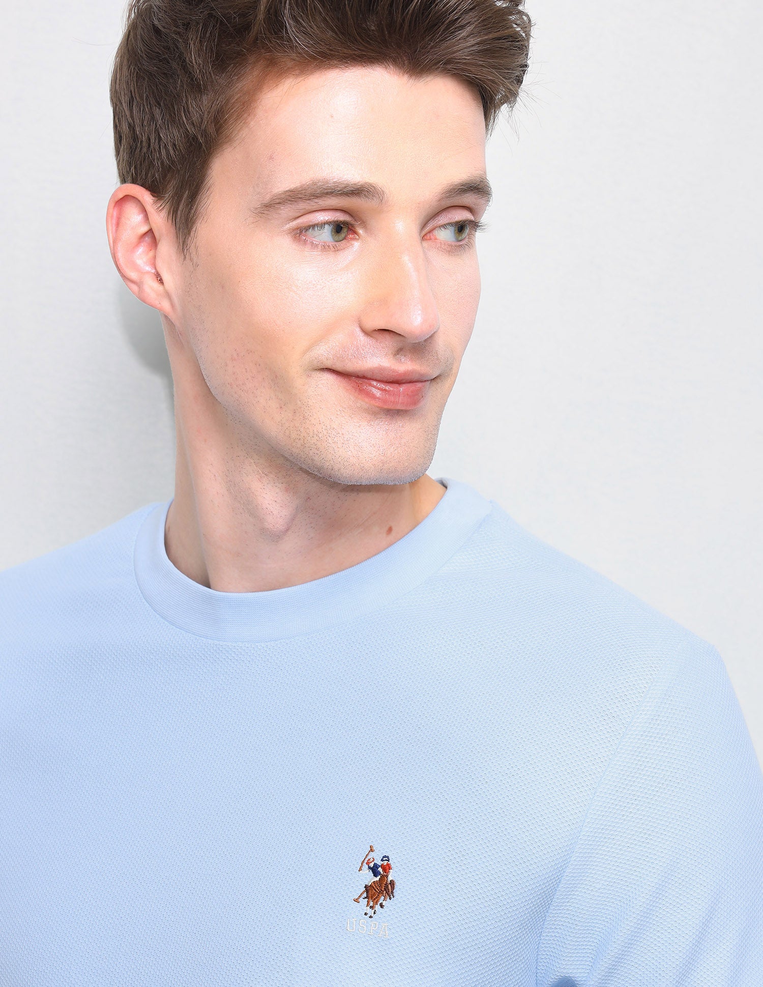 Solid Slim Fit T-Shirt Light Blue - U.S. Polo Assn. India | Large