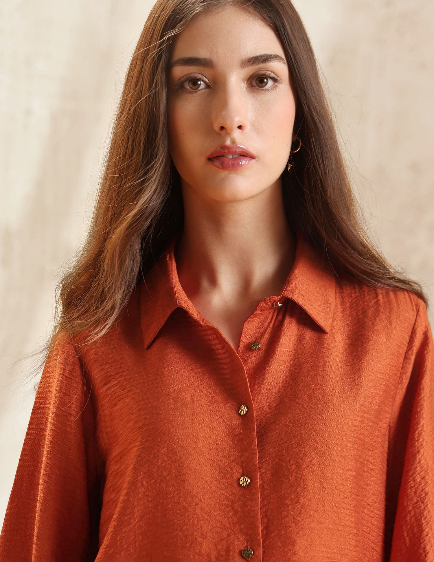 Relaxed Fit Textured Shirt Rust - U.S. POLO ASSN. | Large