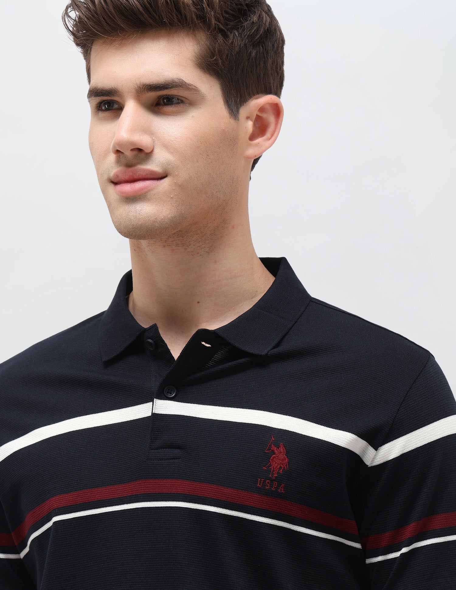 Horizontal Striped Slim Fit Polo Shirt Navy - U.S. Polo Assn. India | Large