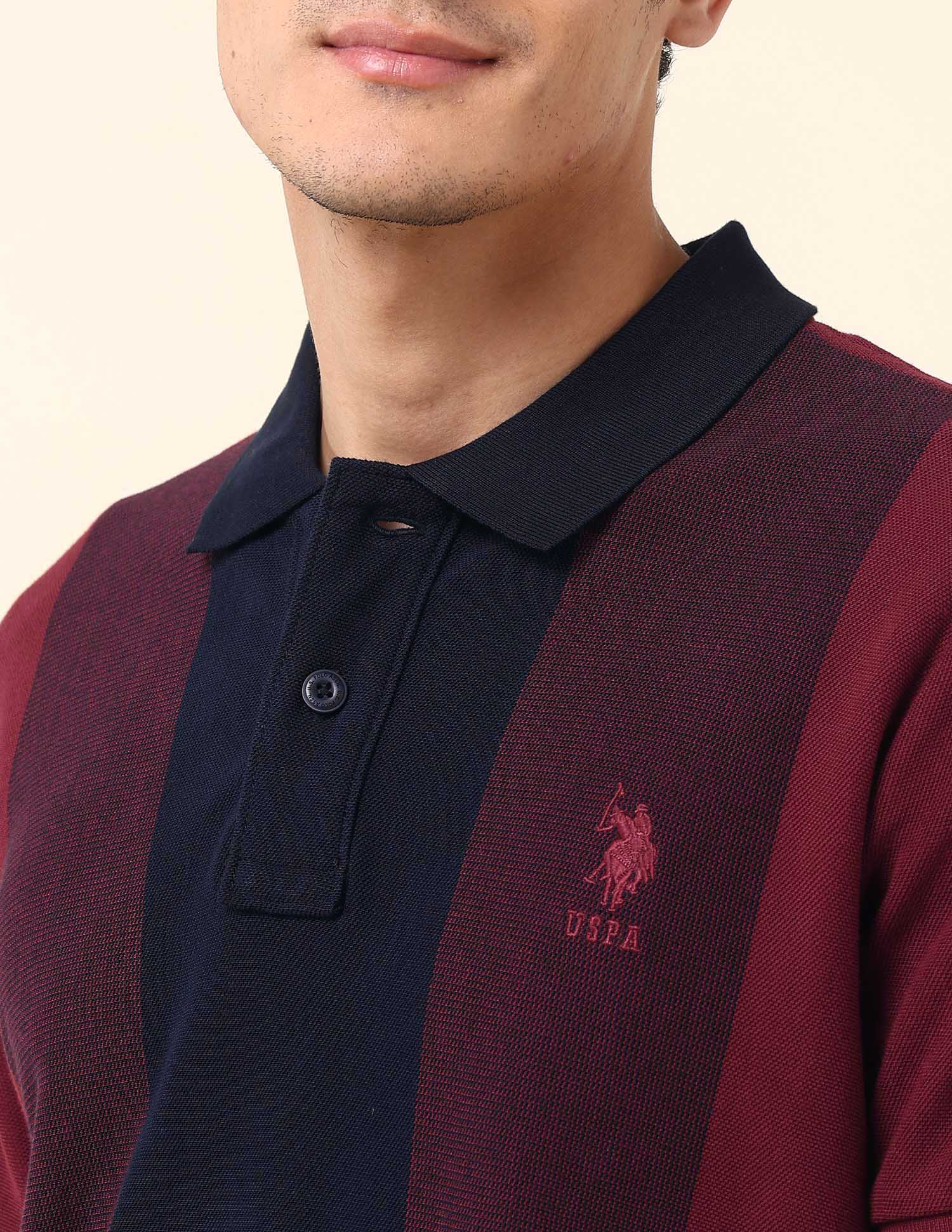 Colourblocked Slim Fit Polo Shirt Wine - U.S. Polo Assn. India | Large
