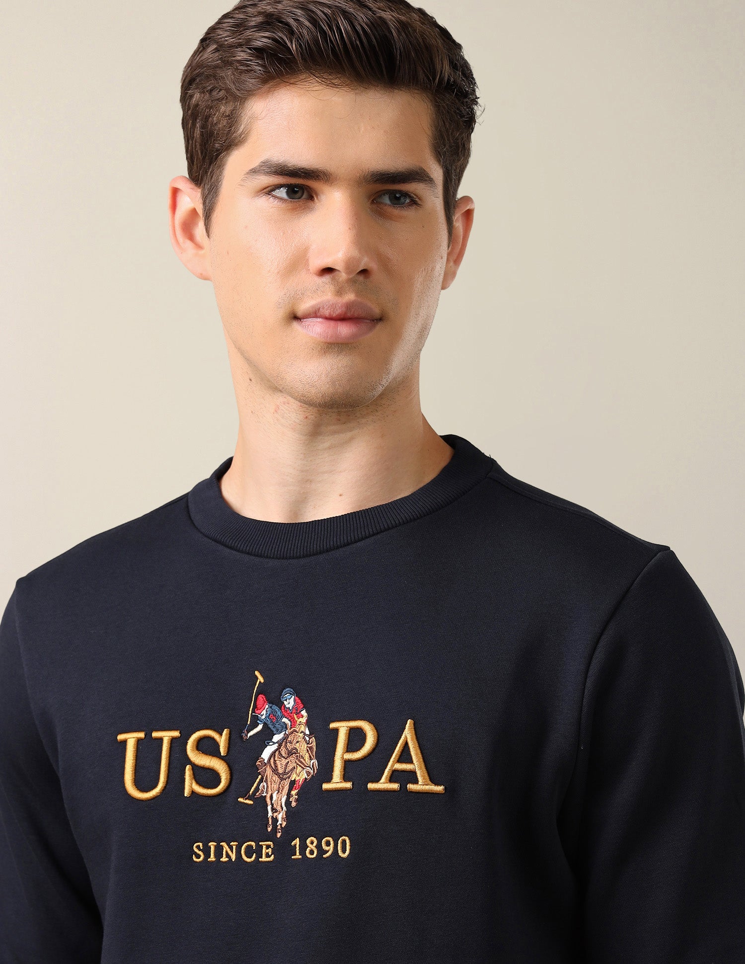 Brand Embroidered Slim Fit Sweatshirt Navy - U.S. Polo Assn. India | Large