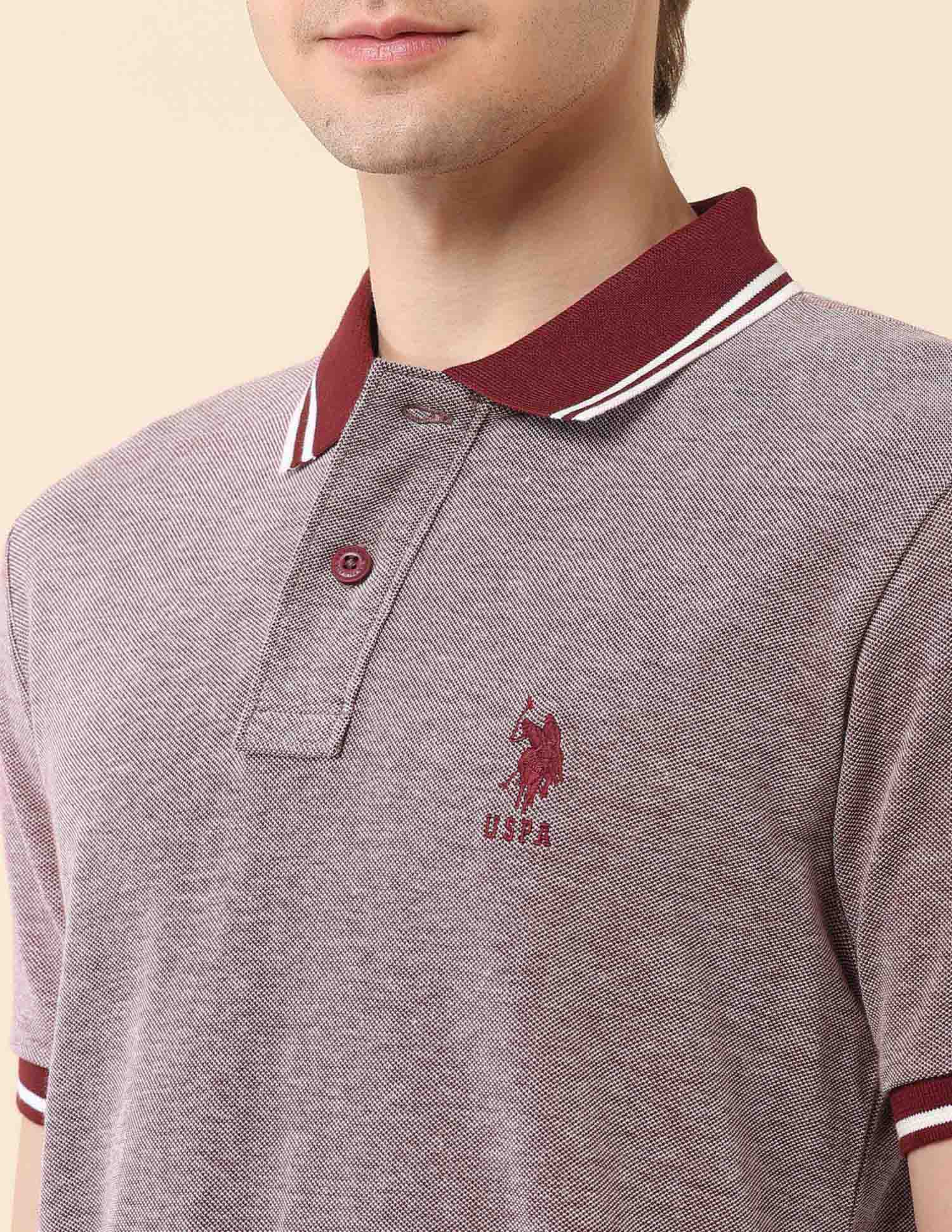 Heathered Classic Polo Shirt Wine - U.S. Polo Assn. India | Large