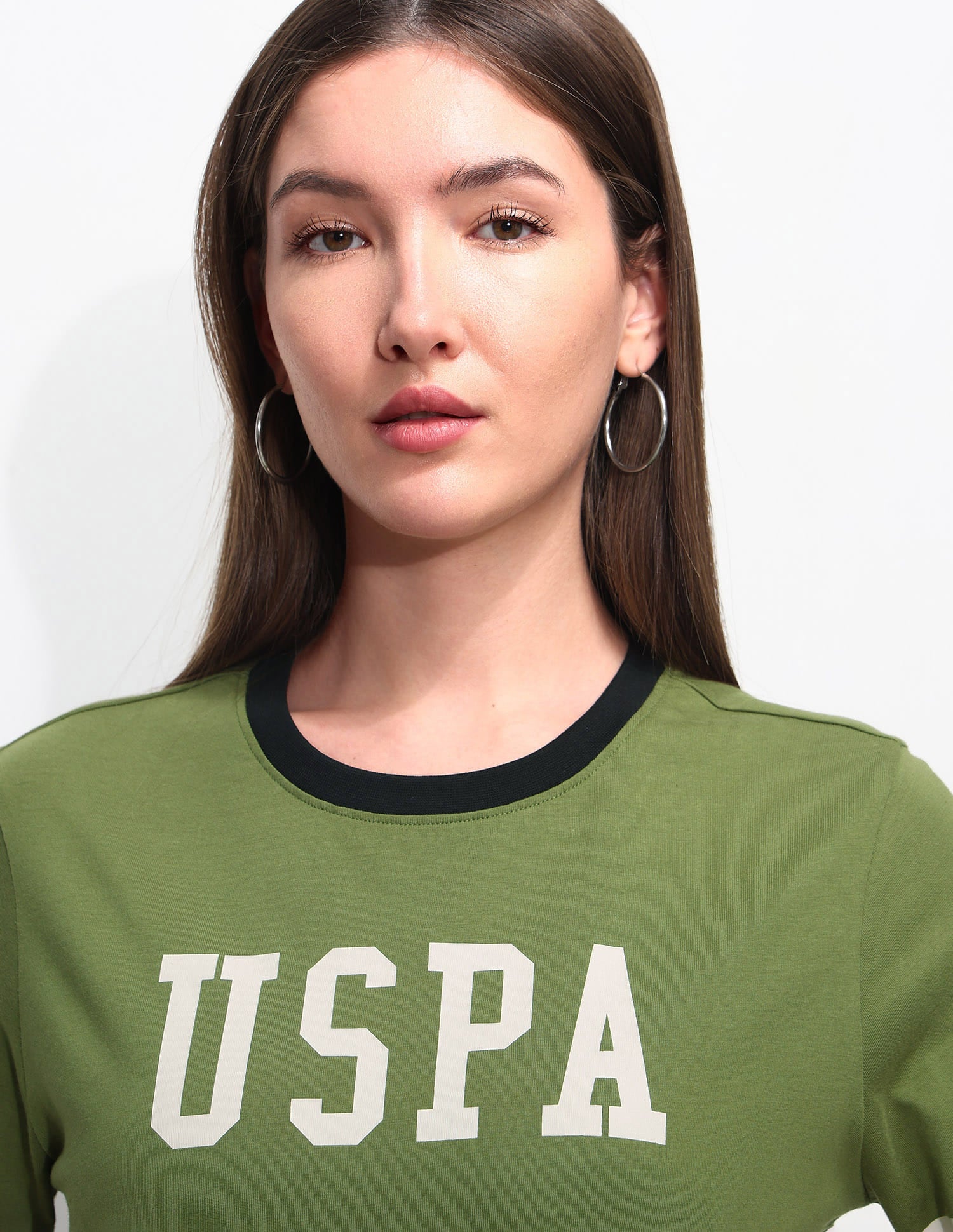 Boxy Fit Brand Printed T-Shirt Olive - U.S. Polo Assn. India | Large