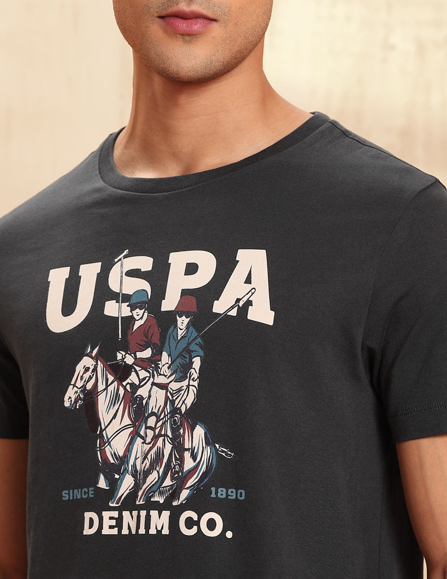 Graphic Brand Printed Legend Of Horseshoe T-Shirt Dark Grey - U.S. POLO ASSN. | Large