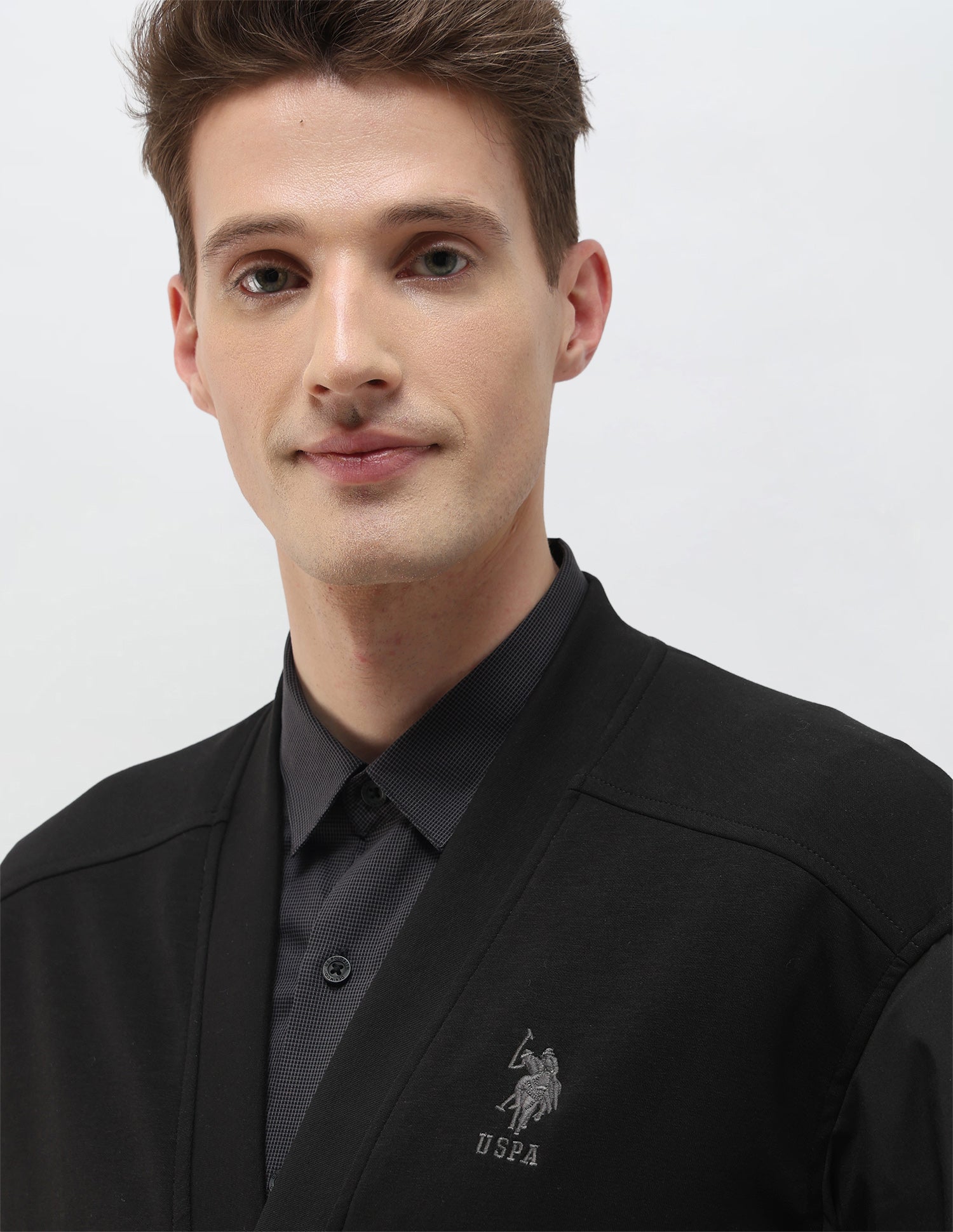 Solid Regular Fit Bomber Jacket Black - U.S. Polo Assn. India | Large