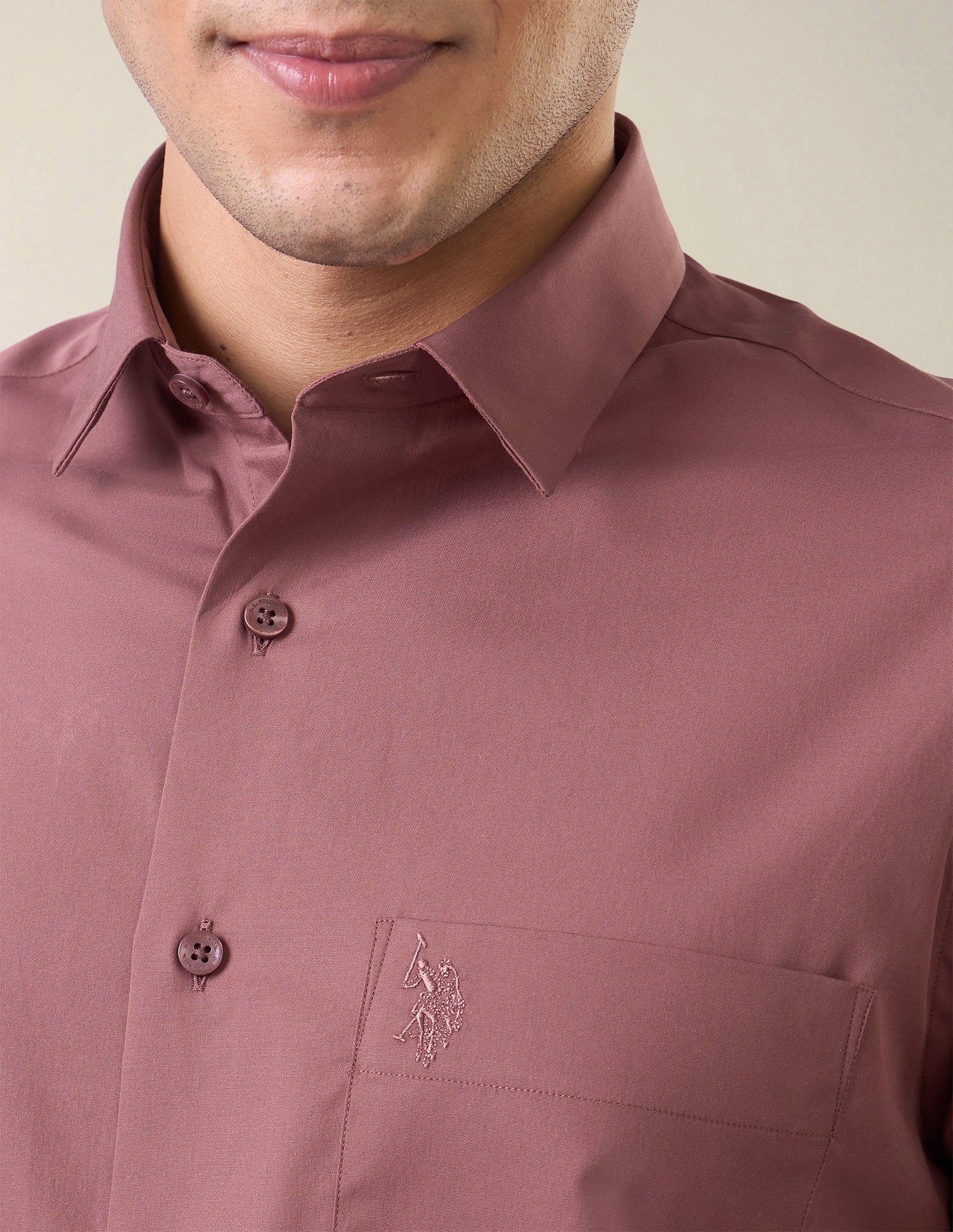 Solid Tailored Fit Shirt Dark Pink - U.S. Polo Assn. India | Large