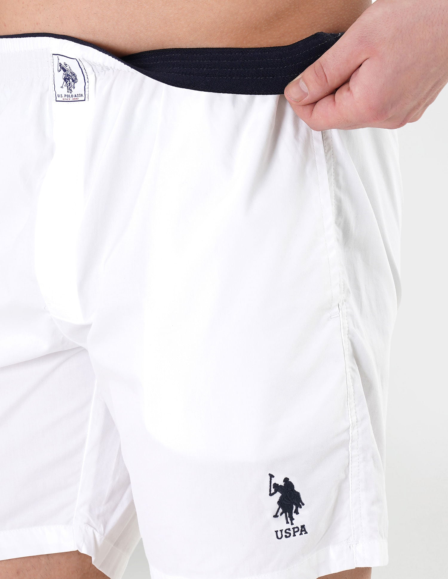 Pure Cotton Brushed Elastic I108 Boxers - Pack Of 1 White - U.S. POLO ASSN. | Large